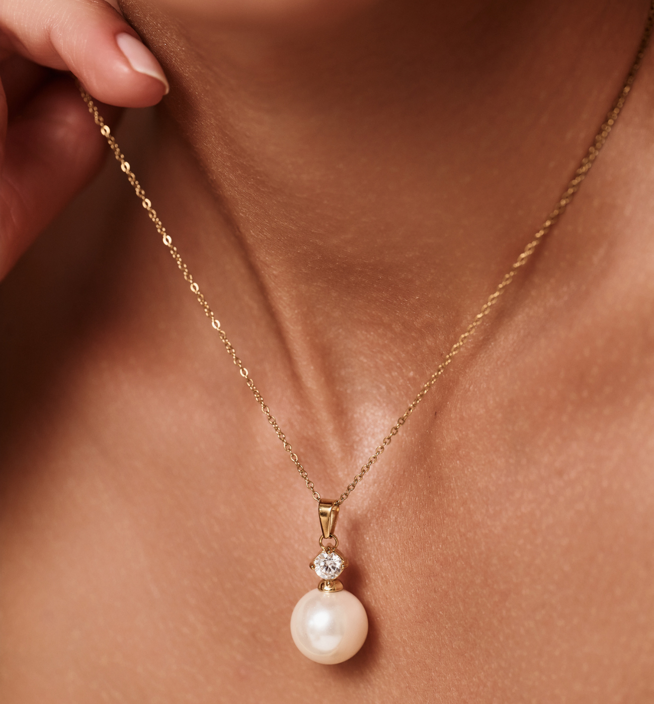 Naszyjnik z perłą złoty - By Dziubeka