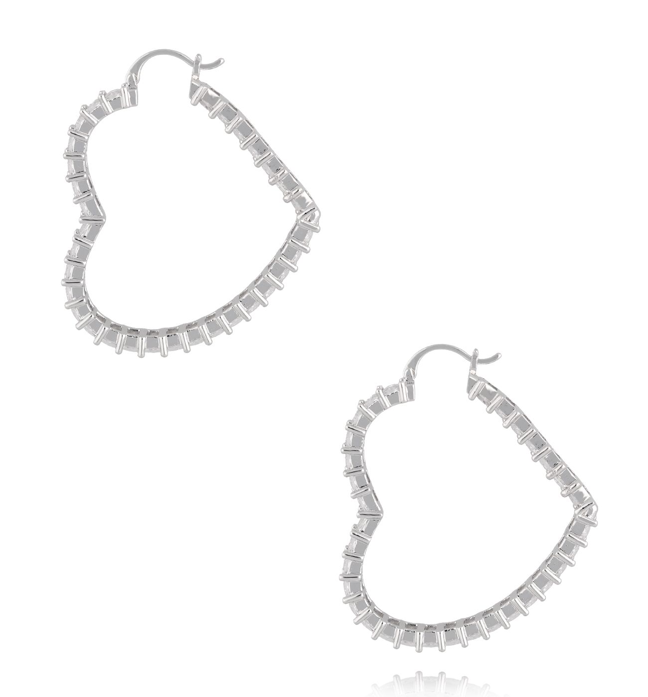 Kolczyki serca z kryształkami srebrne - By Dziubeka