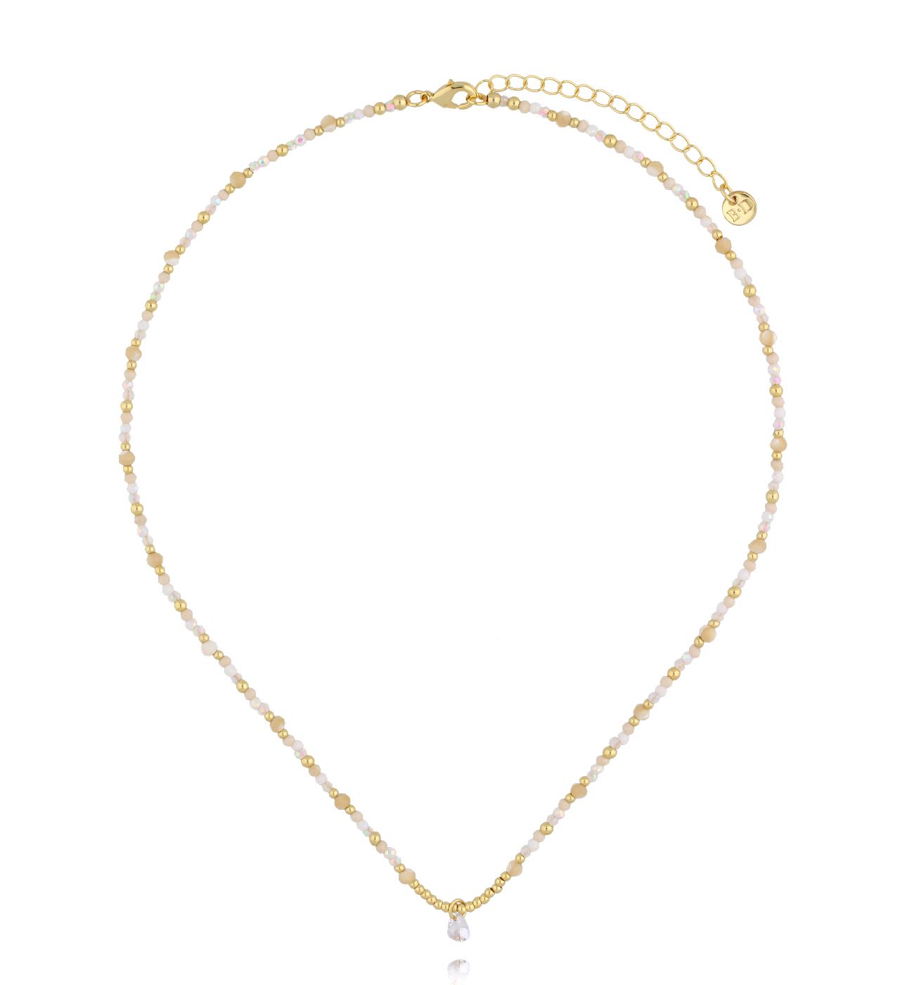 Naszyjnik beżowy z sercem - By Dziubeka