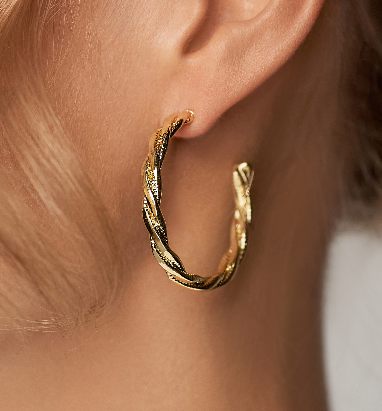 Kolczyki złote plecione koła Ventura III - By Dziubeka