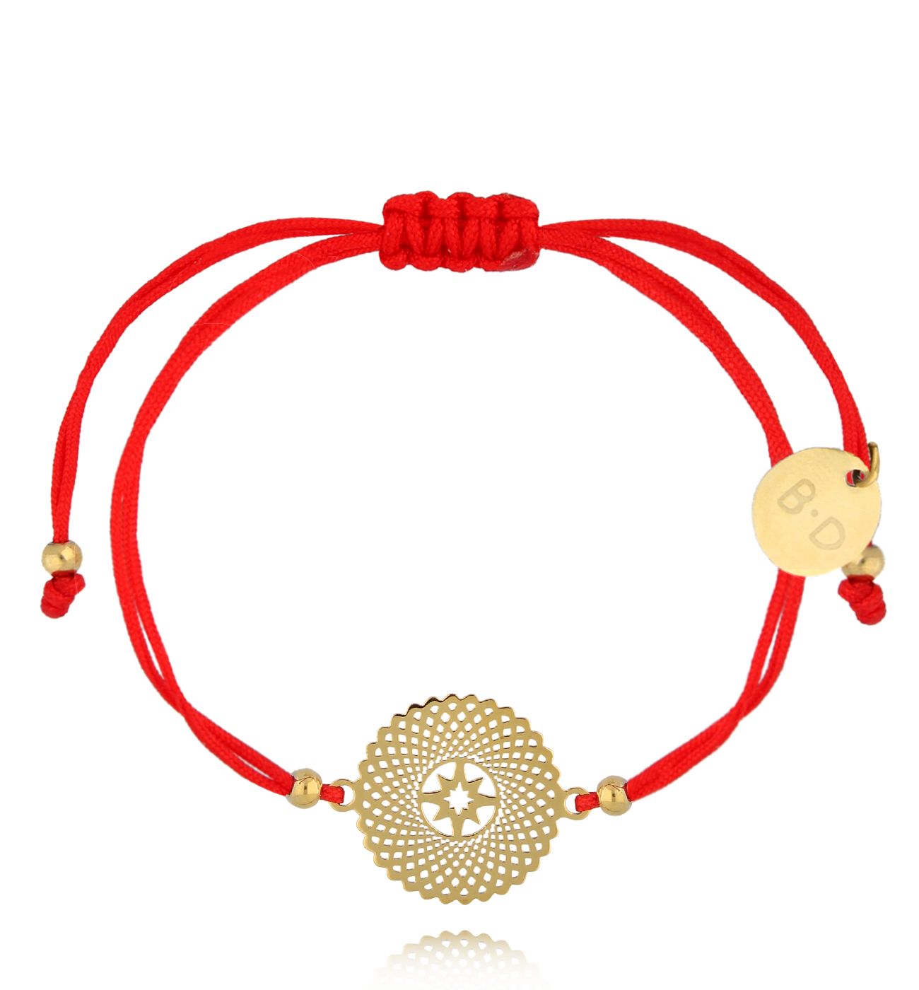 Bransoletka czerwona ze złotą rozetką Hariss BGL0968 - By Dziubeka