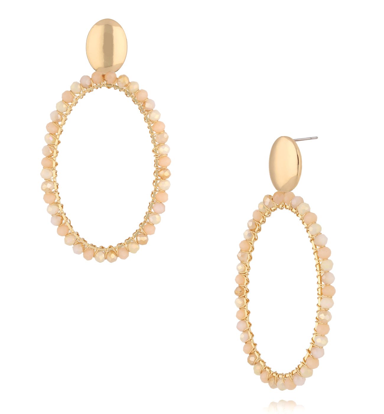 Kolczyki z beżowymi kryształkami KWE0287