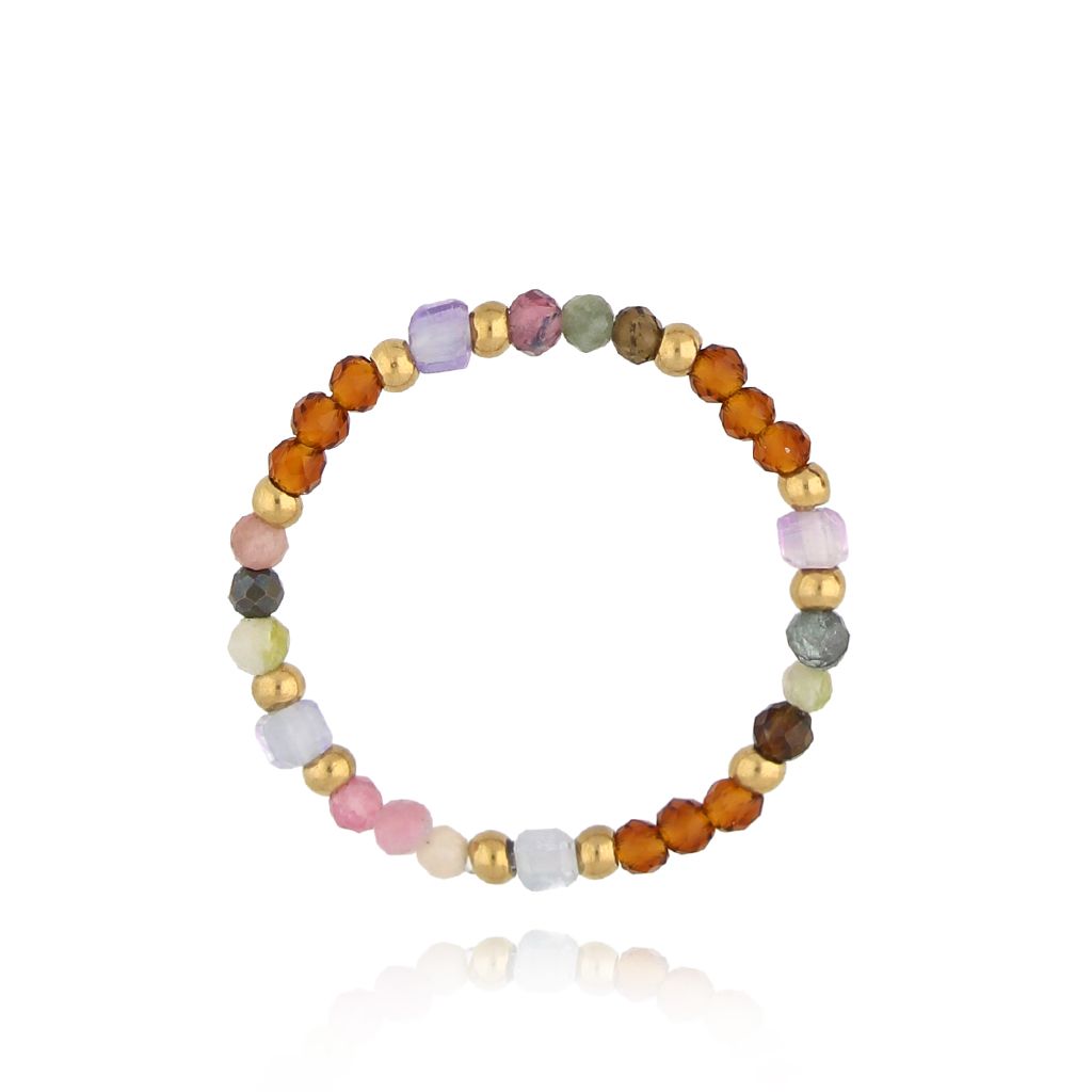 Pierścionek elastyczny z turmalinami Zuhra PSC0518 - By Dziubeka