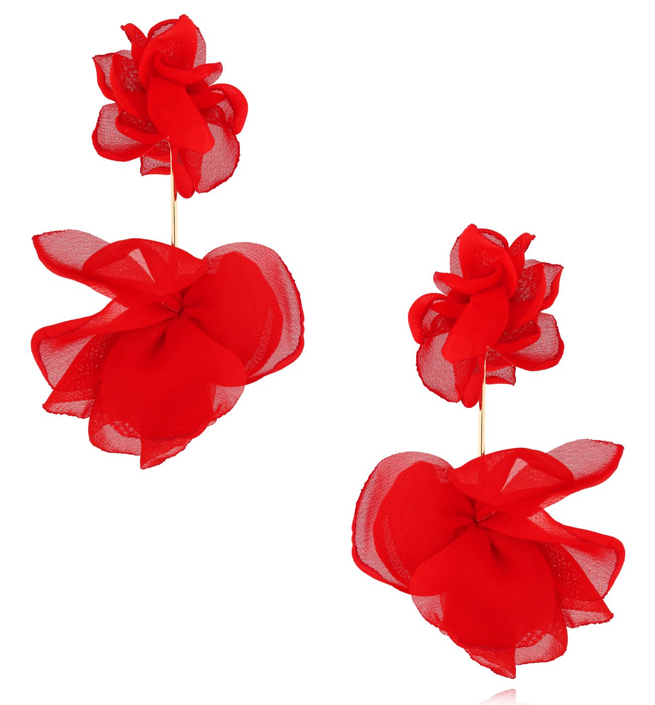 Kolczyki czerwone długie materiałowe - By Dziubeka