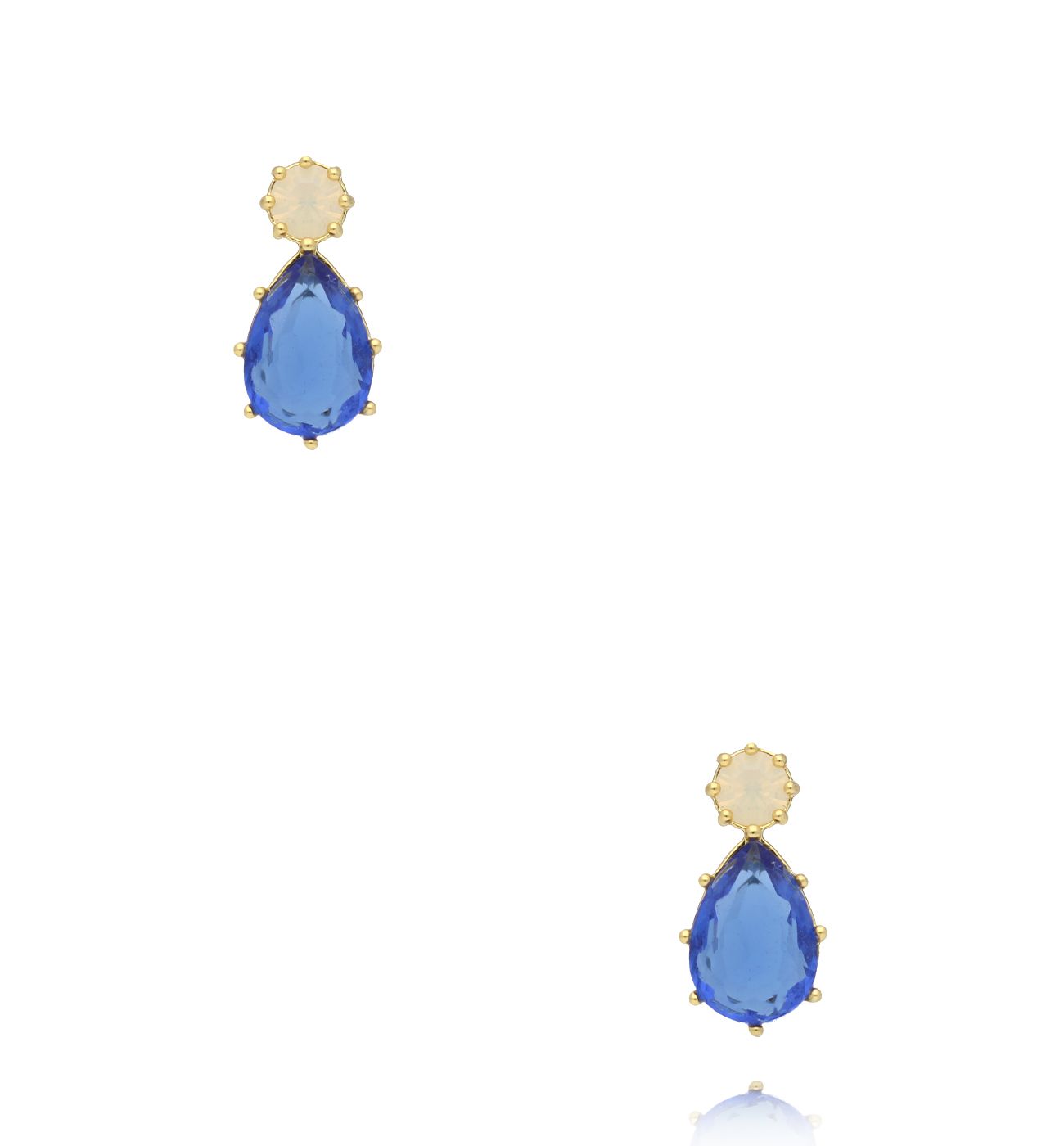 Kolczyki z błękitnym kryształkiem - By Dziubeka