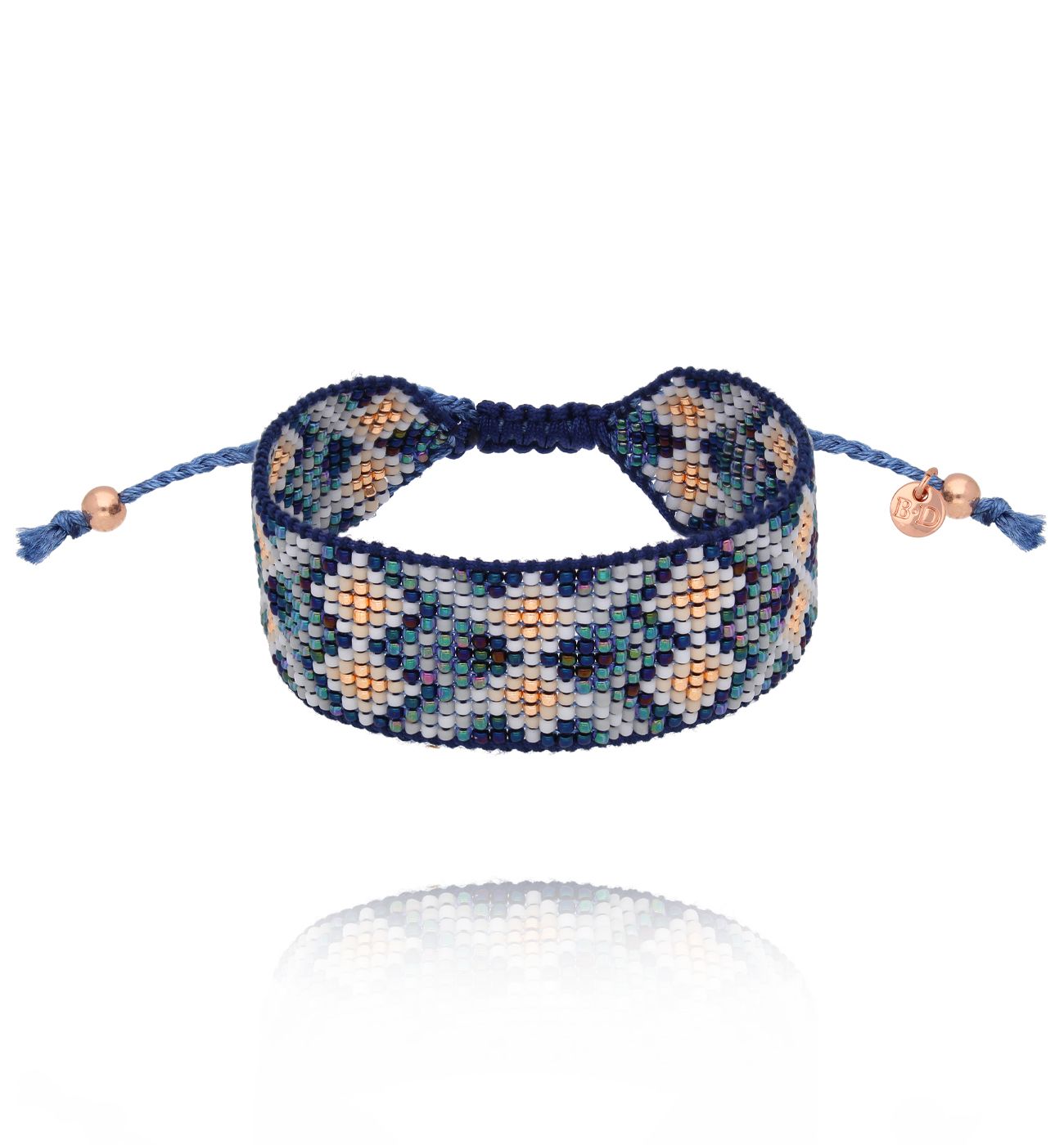 Bransoletka granatowa z różowym złotem - By Dziubeka