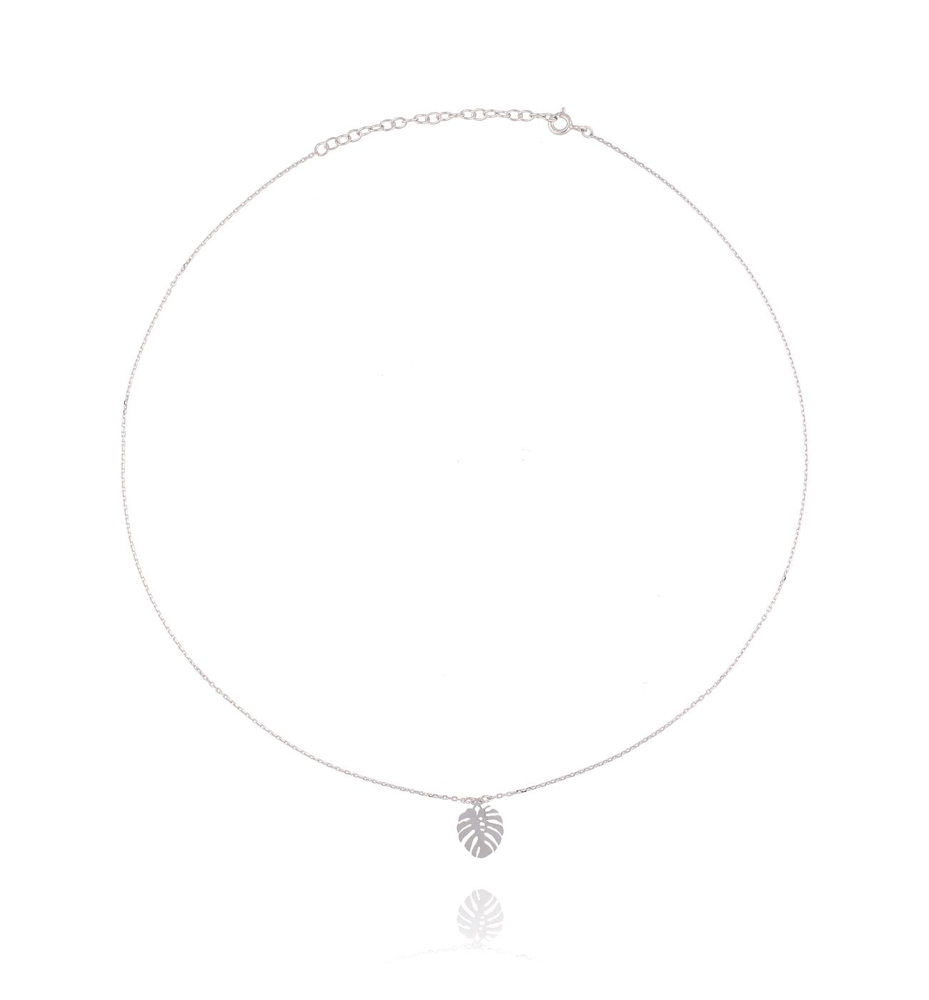 Naszyjnik srebrny z liściem Monster NSE0076