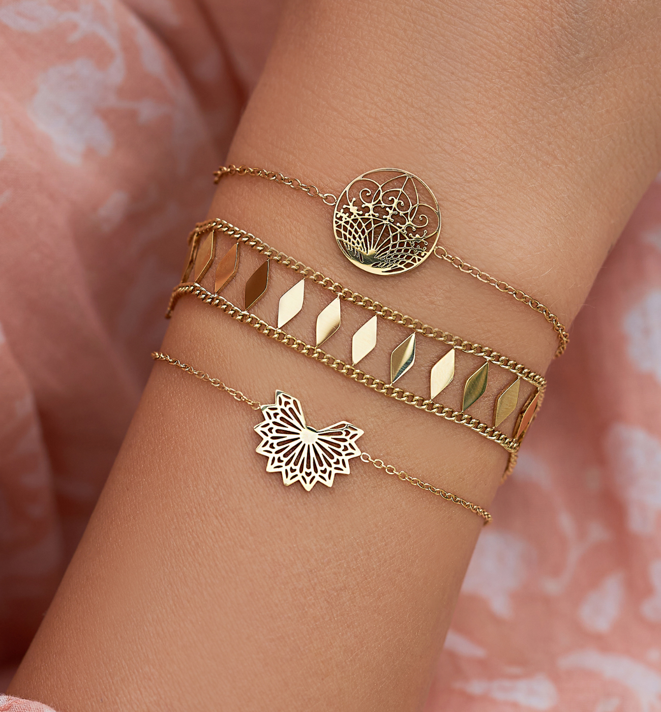 Zestaw złotych bransoletek Sunset Glow Z0231 - By Dziubeka