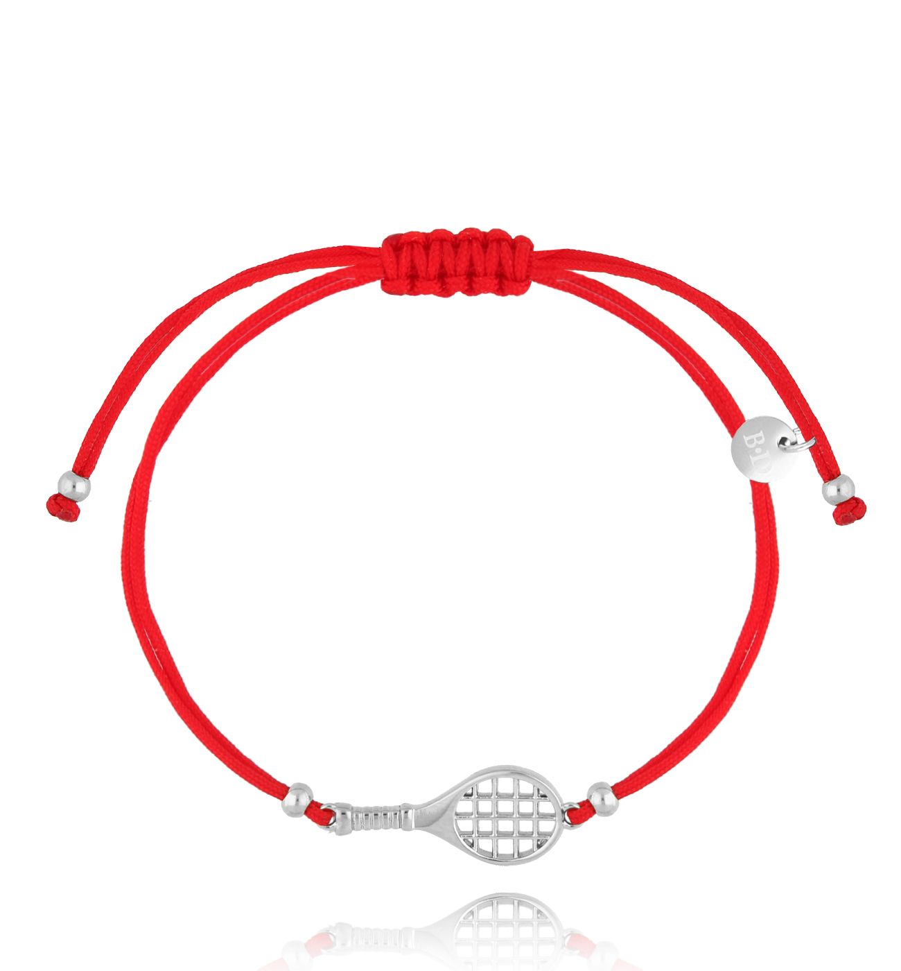 Bransoletka czerwona ze srebrną rakietą tenisową Tennis BGL0987