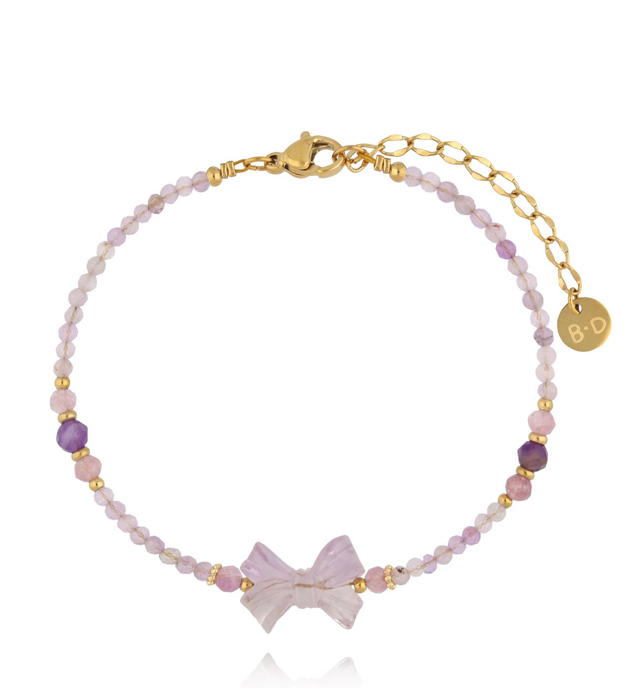 Bransoletka z ametystami i kokardką BPA0564