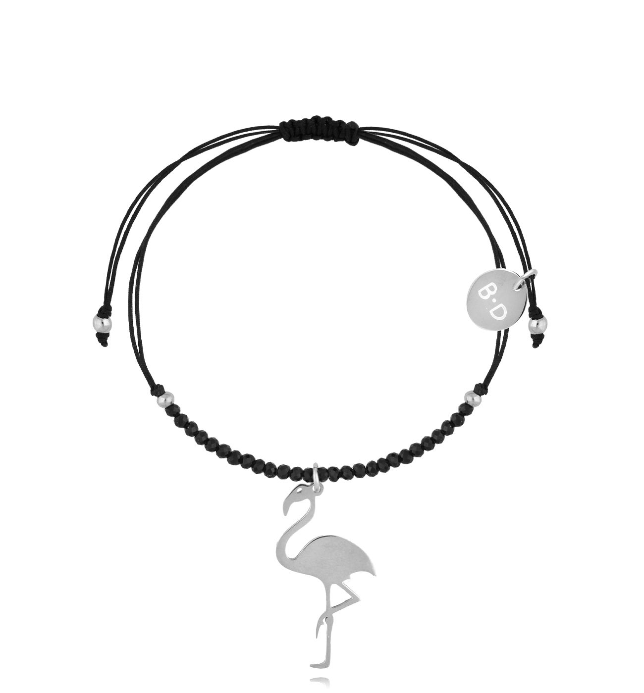 Bransoletka z turmalinami i srebrnym flamingiem Successo BMT0131 - By Dziubeka