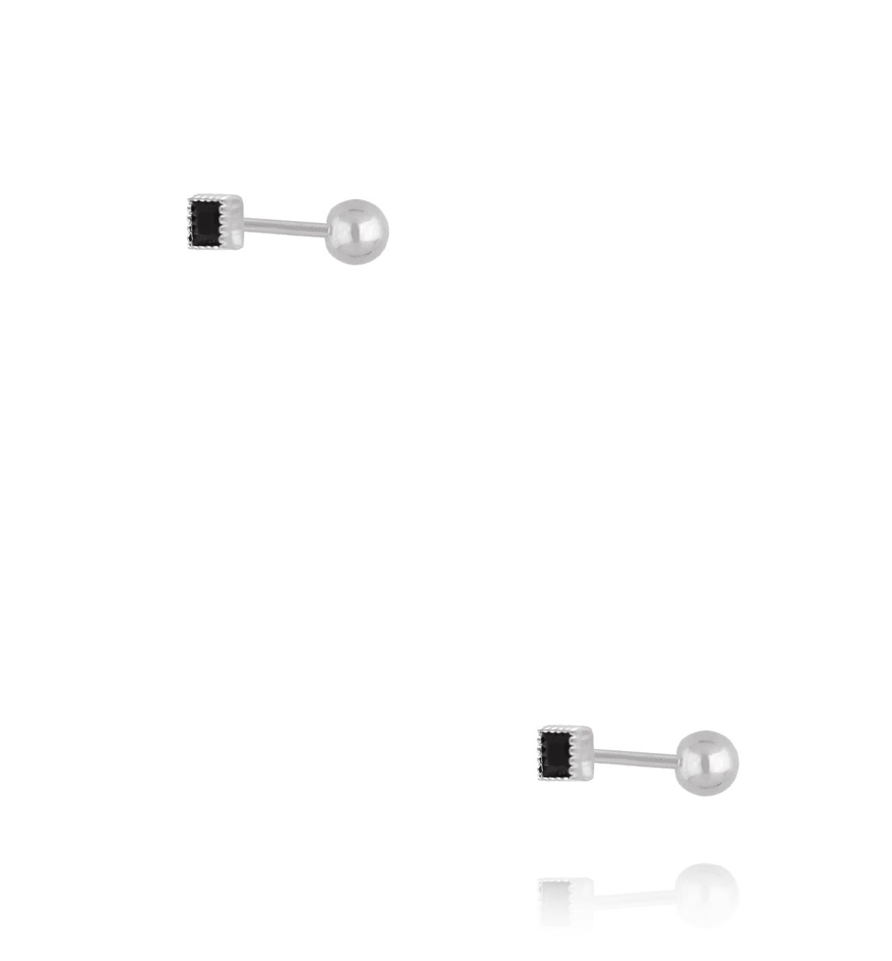 Kolczyki z czarnym kwadratem – srebrne KCA0151