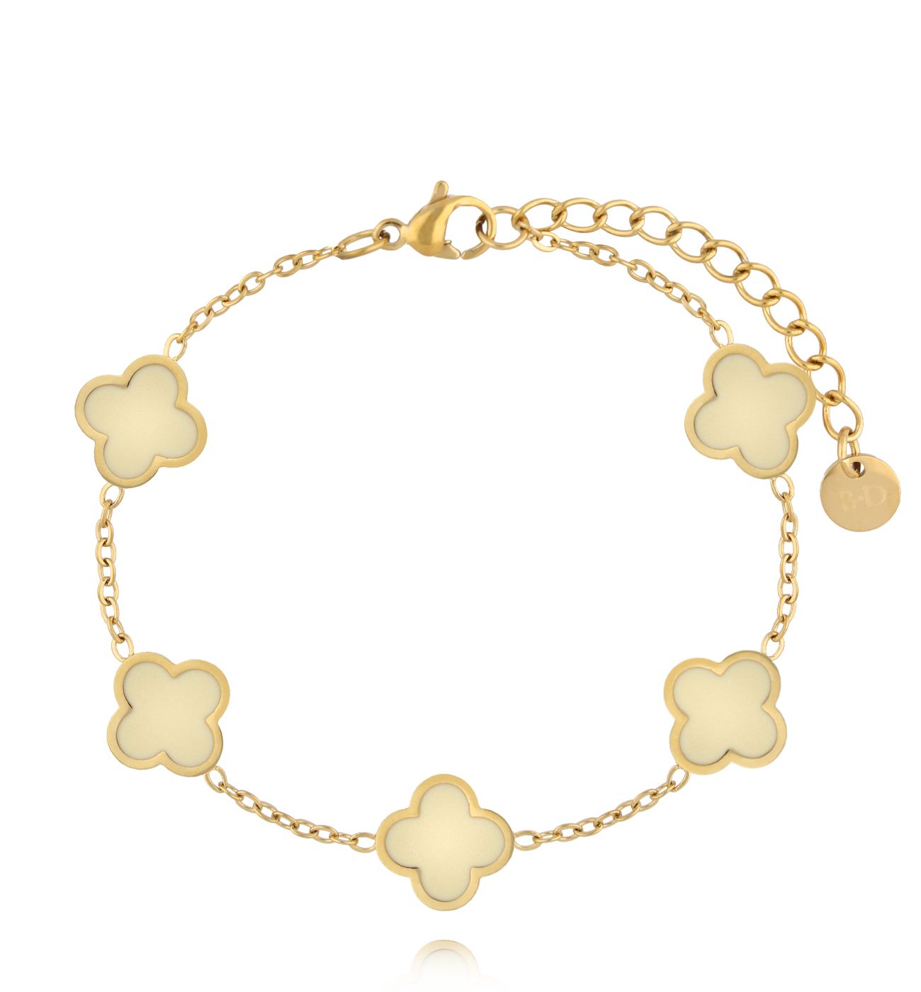 Bransoletka z koniczynkami z masełkową emalią BSA0978