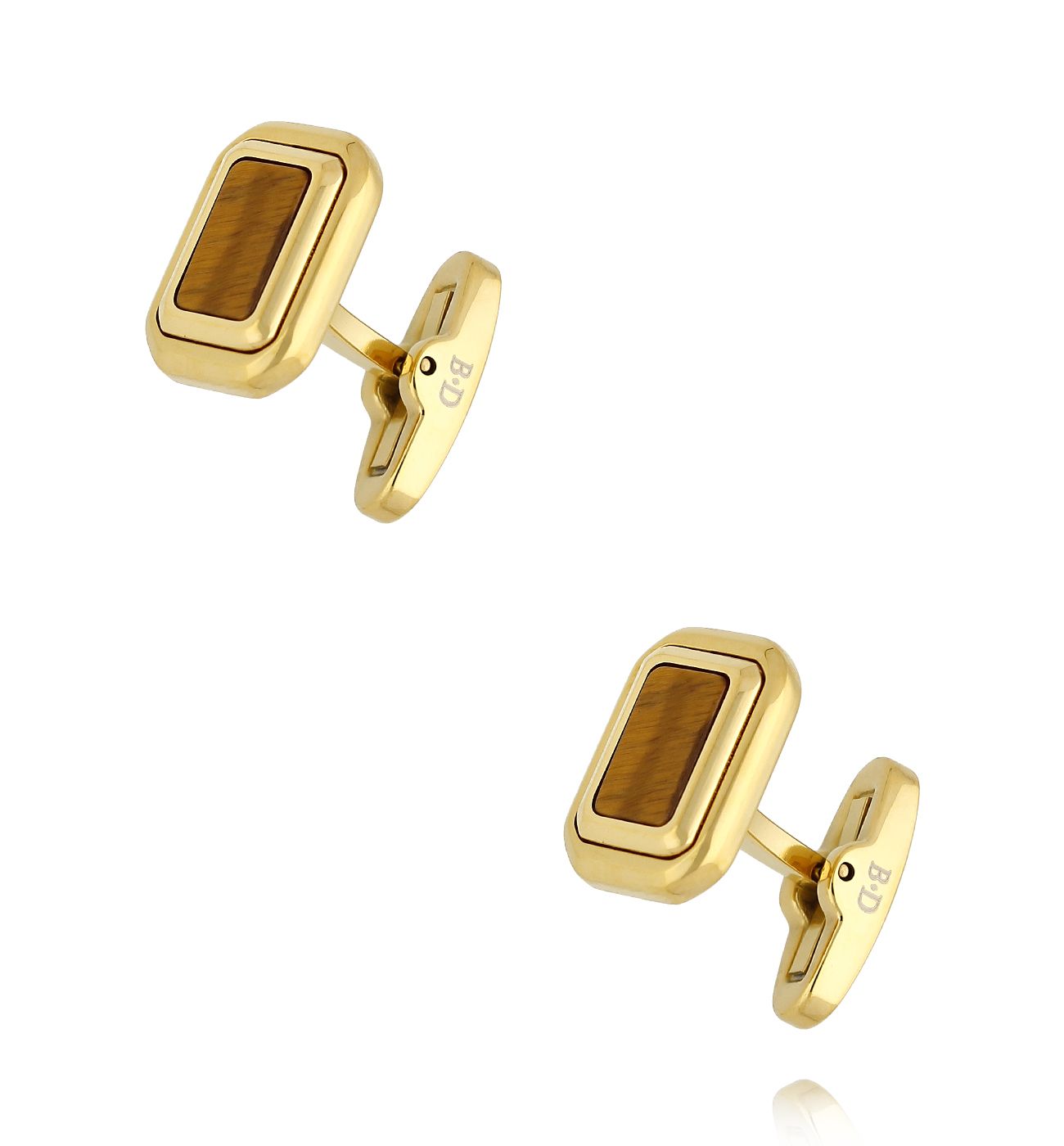 Spinki do mankietów złote z tygrysim okiem SMITC0014 - By Dziubeka