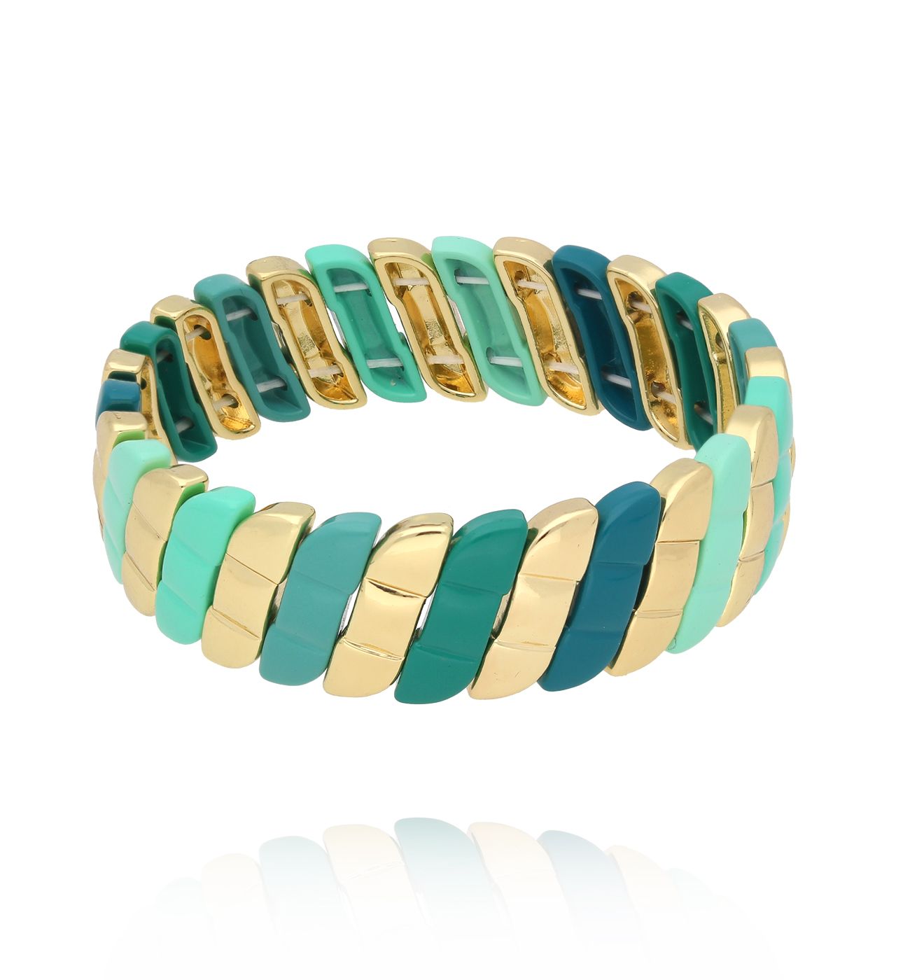 Bransoletka w odcieniach morskiej zieleni i złota BCR0046 - By Dziubeka