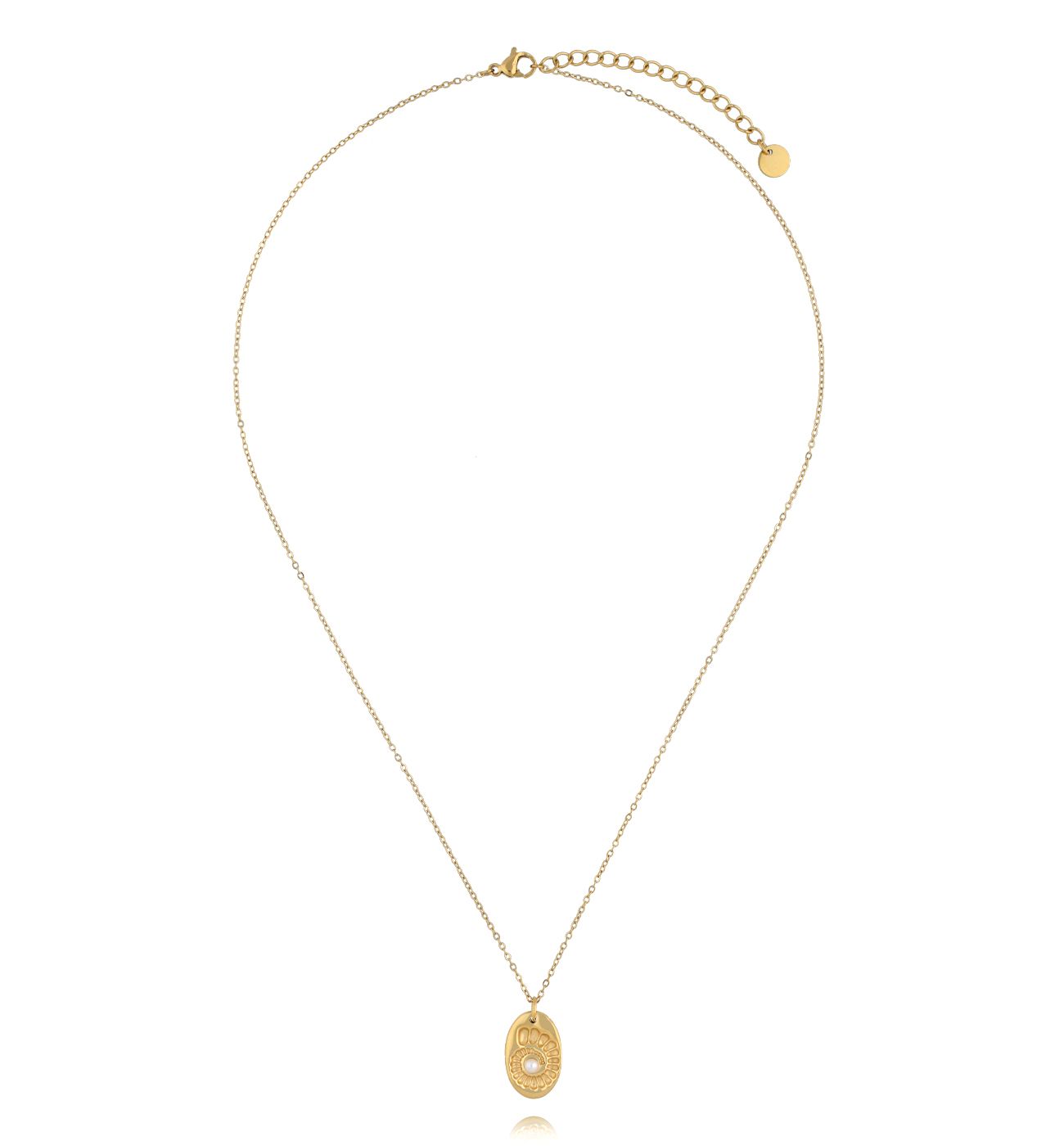 Naszyjnik z owalną zawieszką muszlą złoty NSC0618