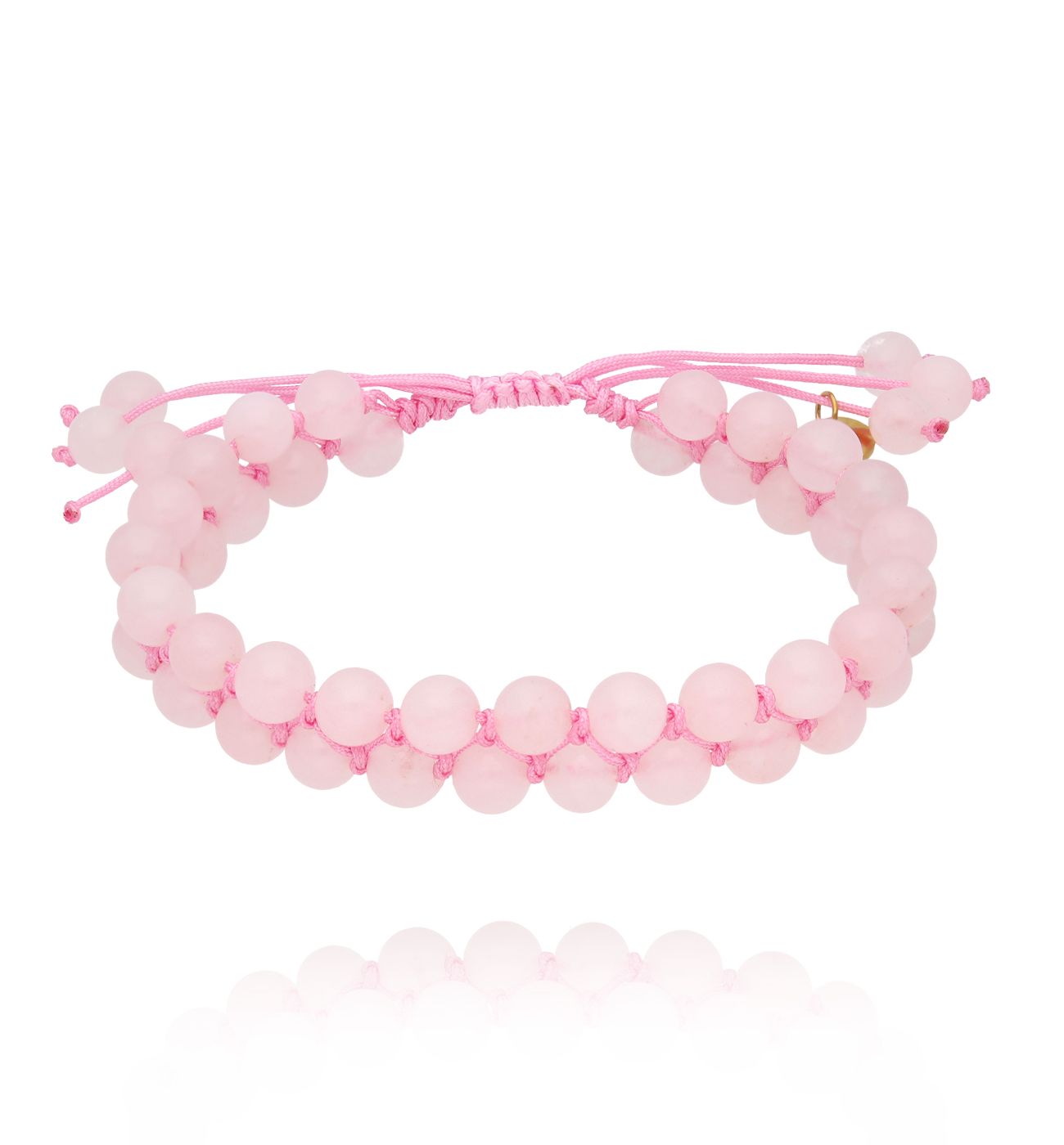 Bransoletka z kwarcami różowymi kulki - By Dziubeka