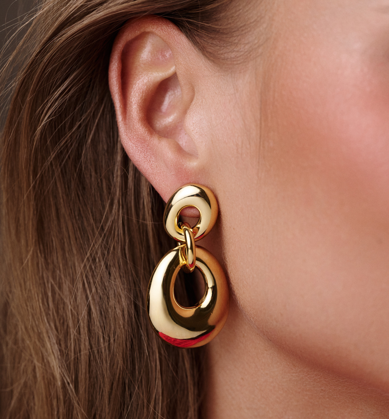 Kolczyki złote o opływowym kształcie - By Dziubeka