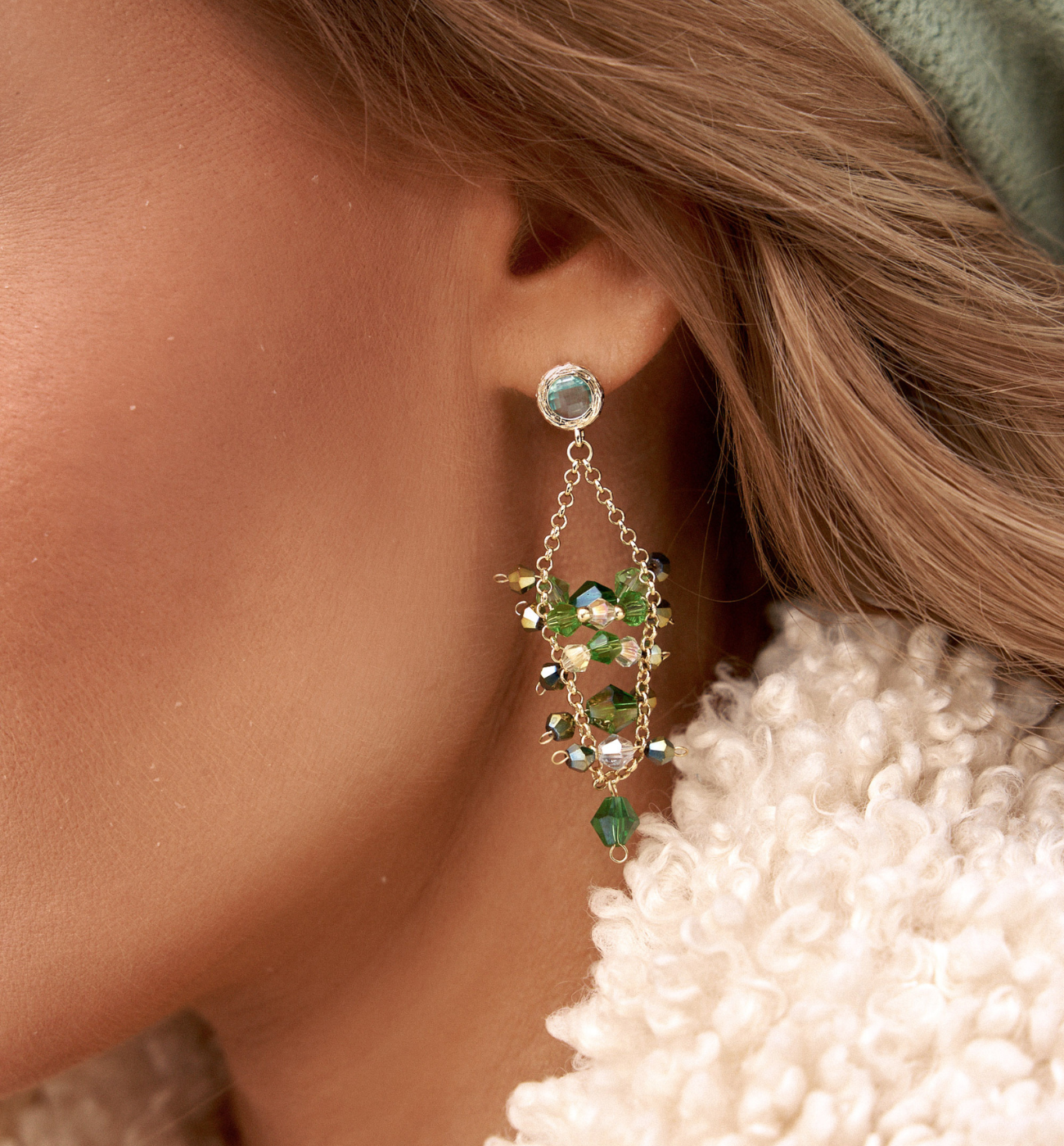 Kolczyki z kryształkami zielone KSC0149