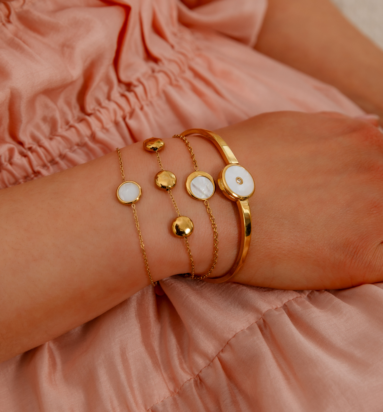 Zestaw złotych bransoletek Z0438 - By Dziubeka