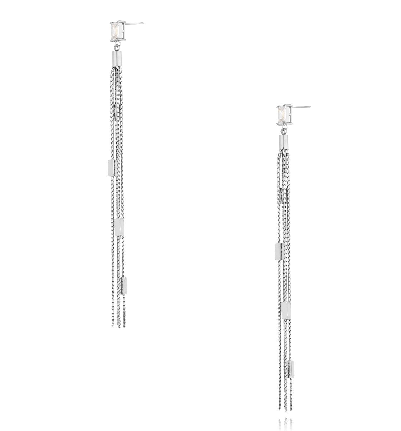 Kolczyki srebrne z łańcuszkami i cyrkonią Miranda KSA2064