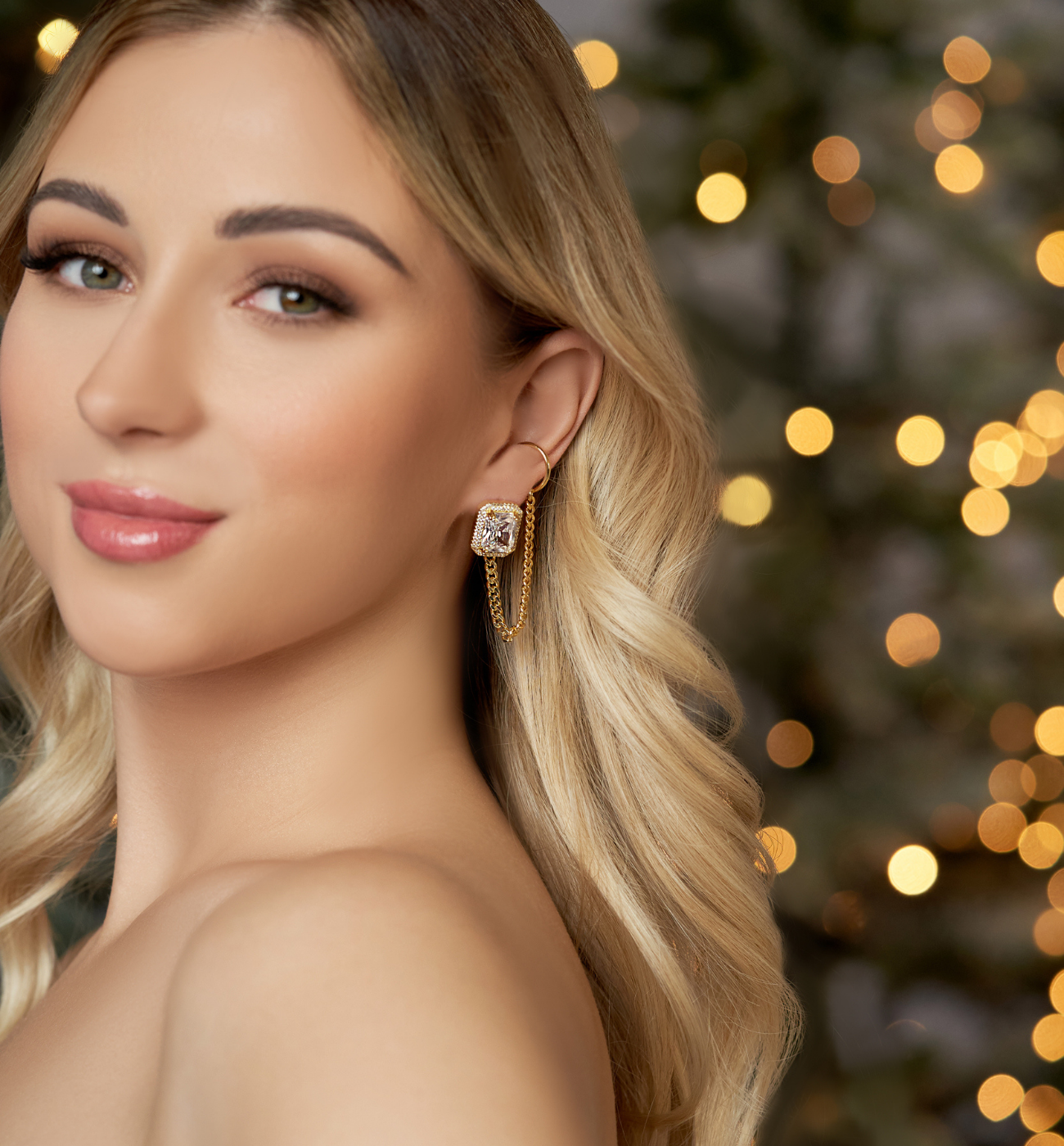 Kolczyki i nausznice z transparentnymi kryształkami Majestic - By Dziubeka