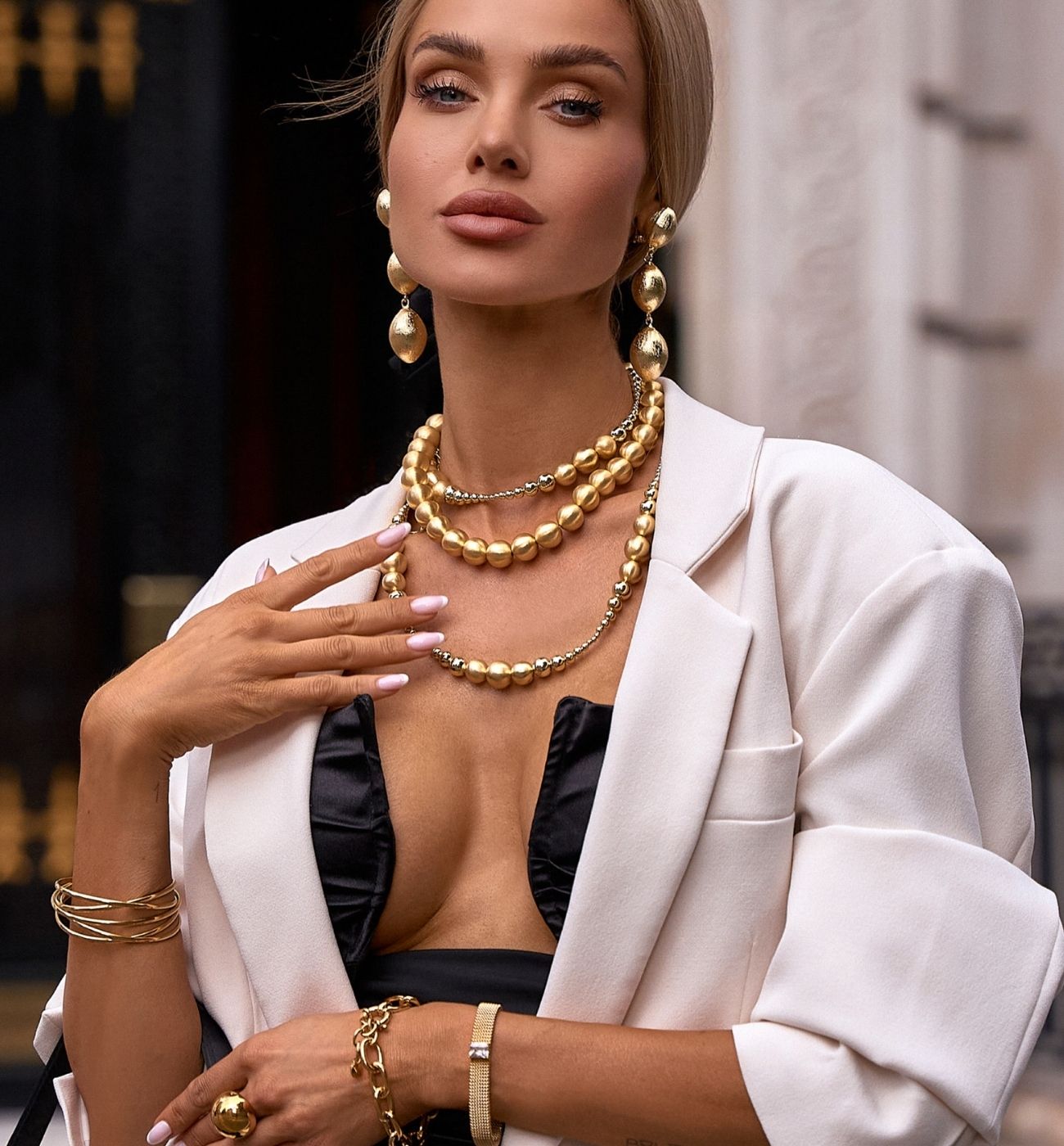 Naszyjnik złoty z kulkami Allegra II - By Dziubeka