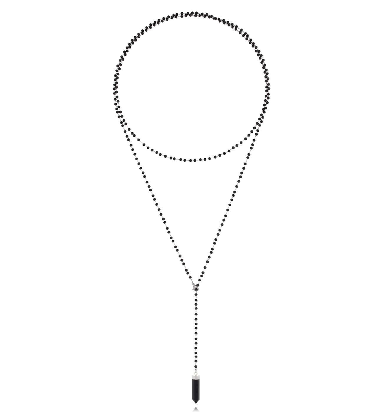 Naszyjnik z kryształkami czarny z zawieszką Cristalli - By Dziubeka