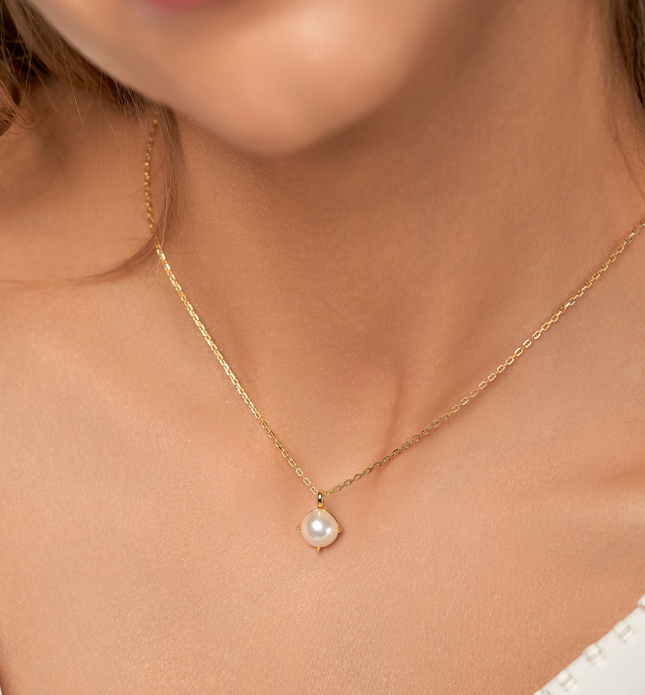 Naszyjnik złoty z perłą Willow - By Dziubeka
