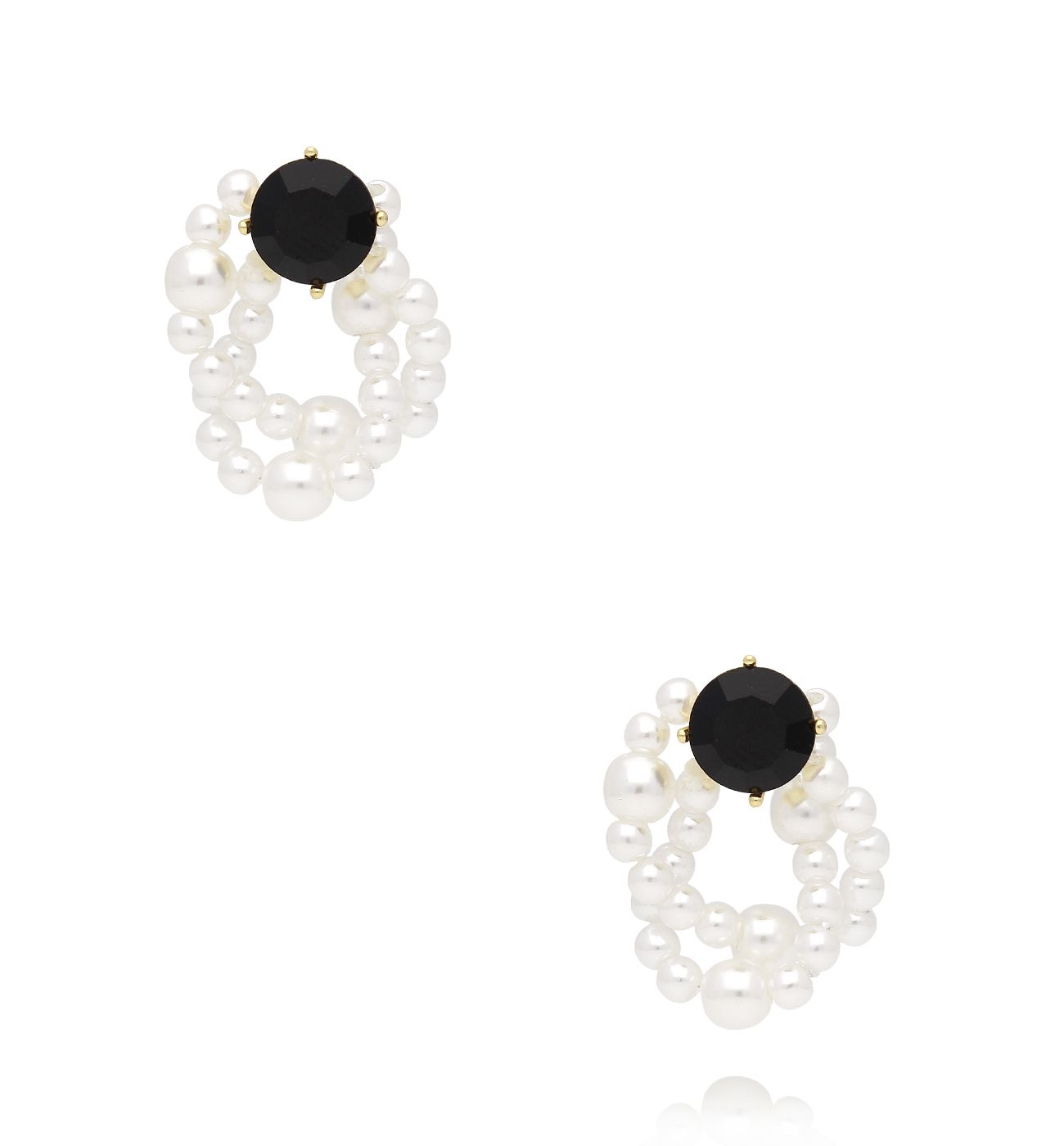 Kolczyki z perełkami i czarnym oczkiem KLU0044 - By Dziubeka