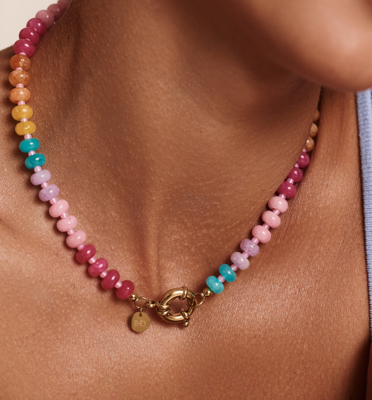 Naszyjnik z jadeitów w kolorach tęczy - By Dziubeka