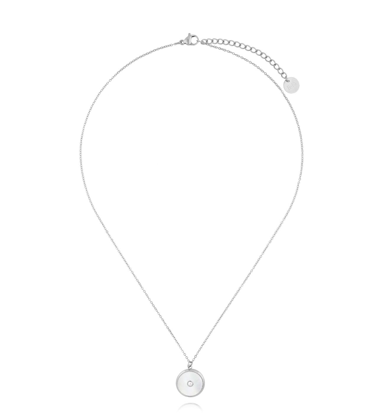 Naszyjnik z dyskiem z masą perłową srebrny Refined Radiance NSA1172