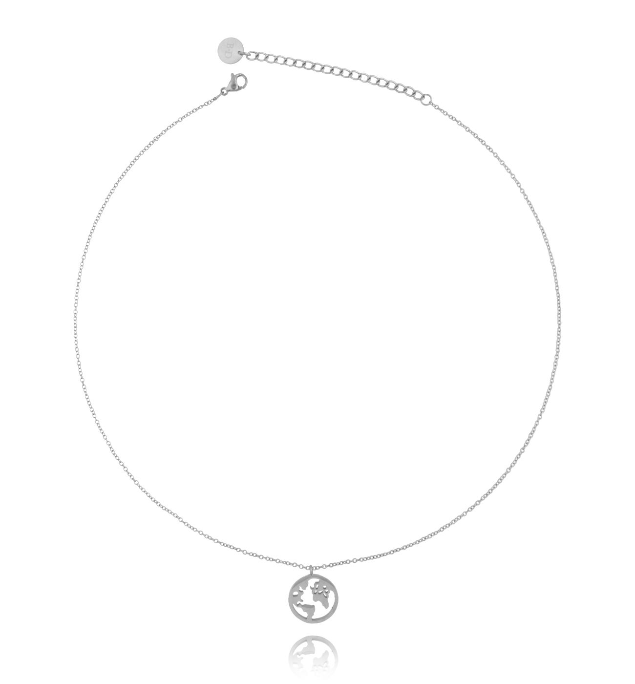 Naszyjnik srebrny z Ziemią ze stali szlachetnej NSA0110