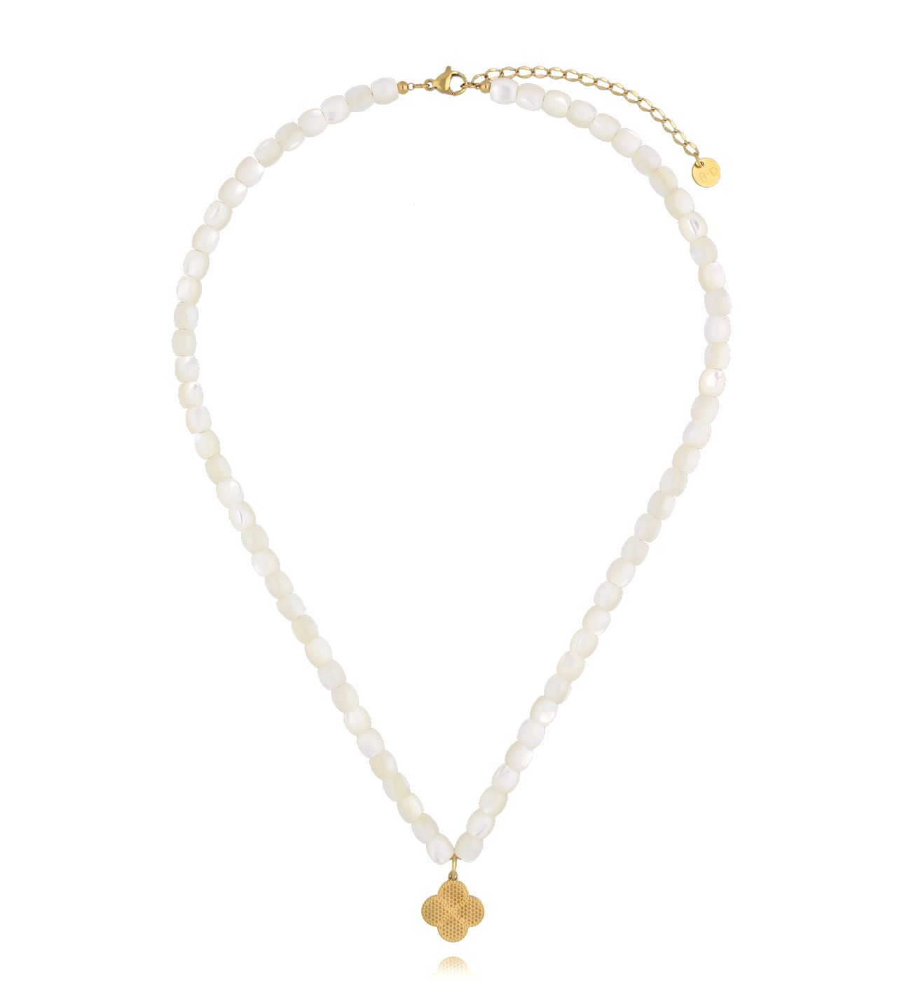 Naszyjnik z białą muszlą i koniczynką - By Dziubeka