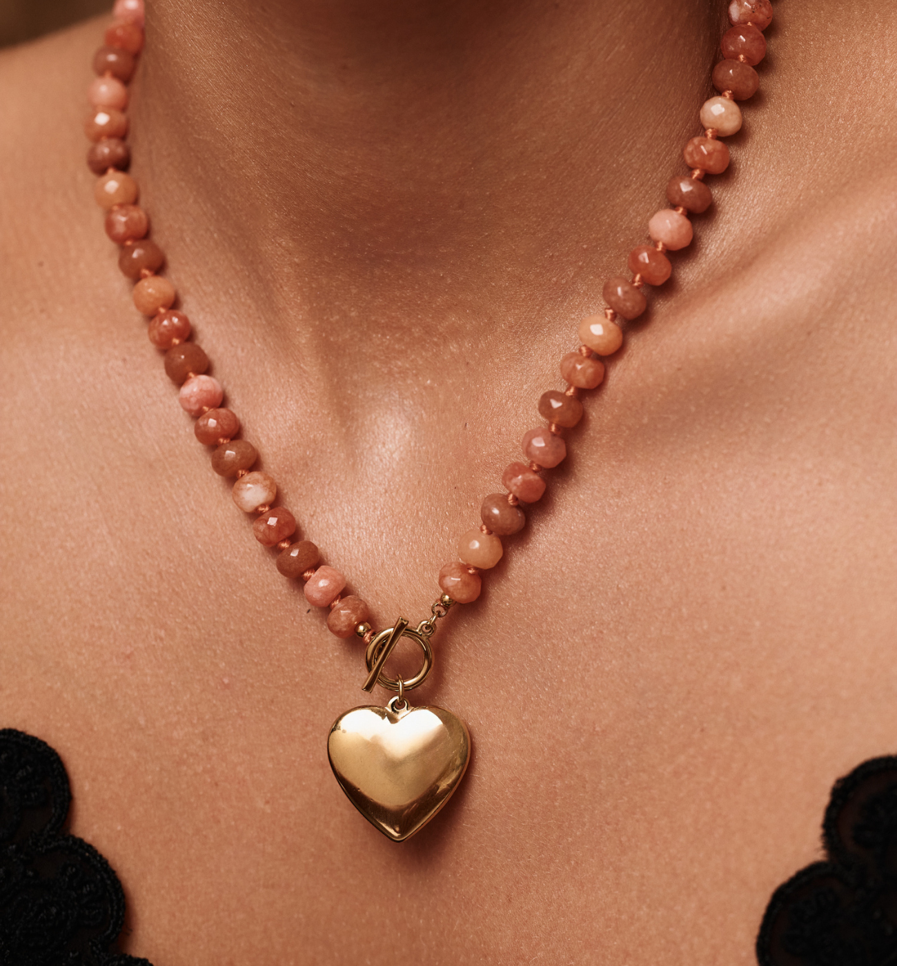 Naszyjnik z pomarańczowymi jadeitami - By Dziubeka