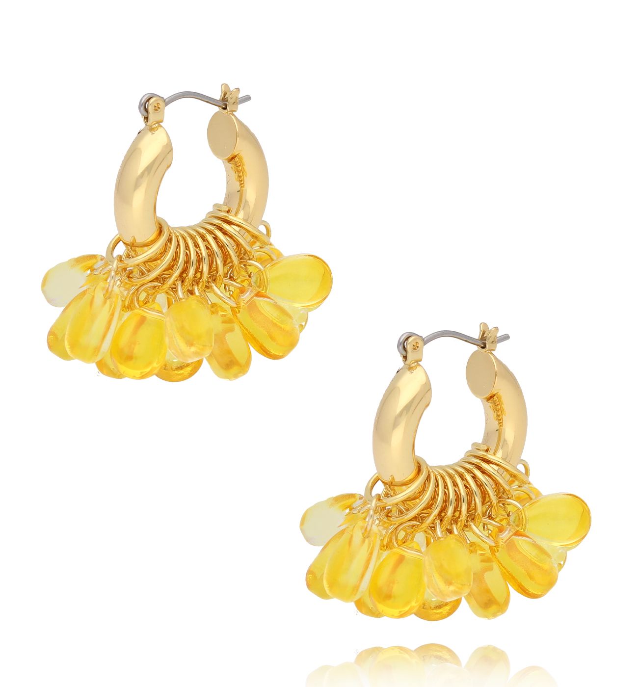 Kolczyki złote z żółtymi kryształkami Pinhais KFF0183 - By Dziubeka