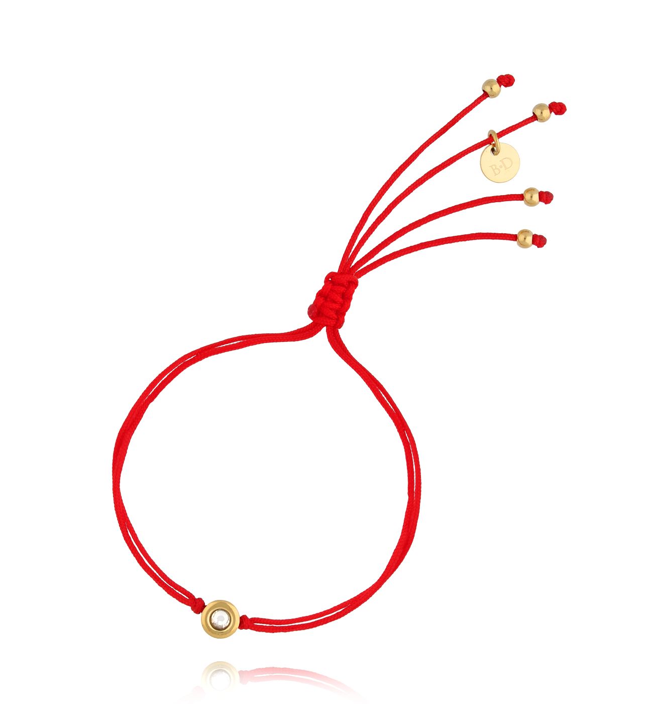 Bransoletka złoto-czerwona z cyrkonią Betty BGL0514 - By Dziubeka