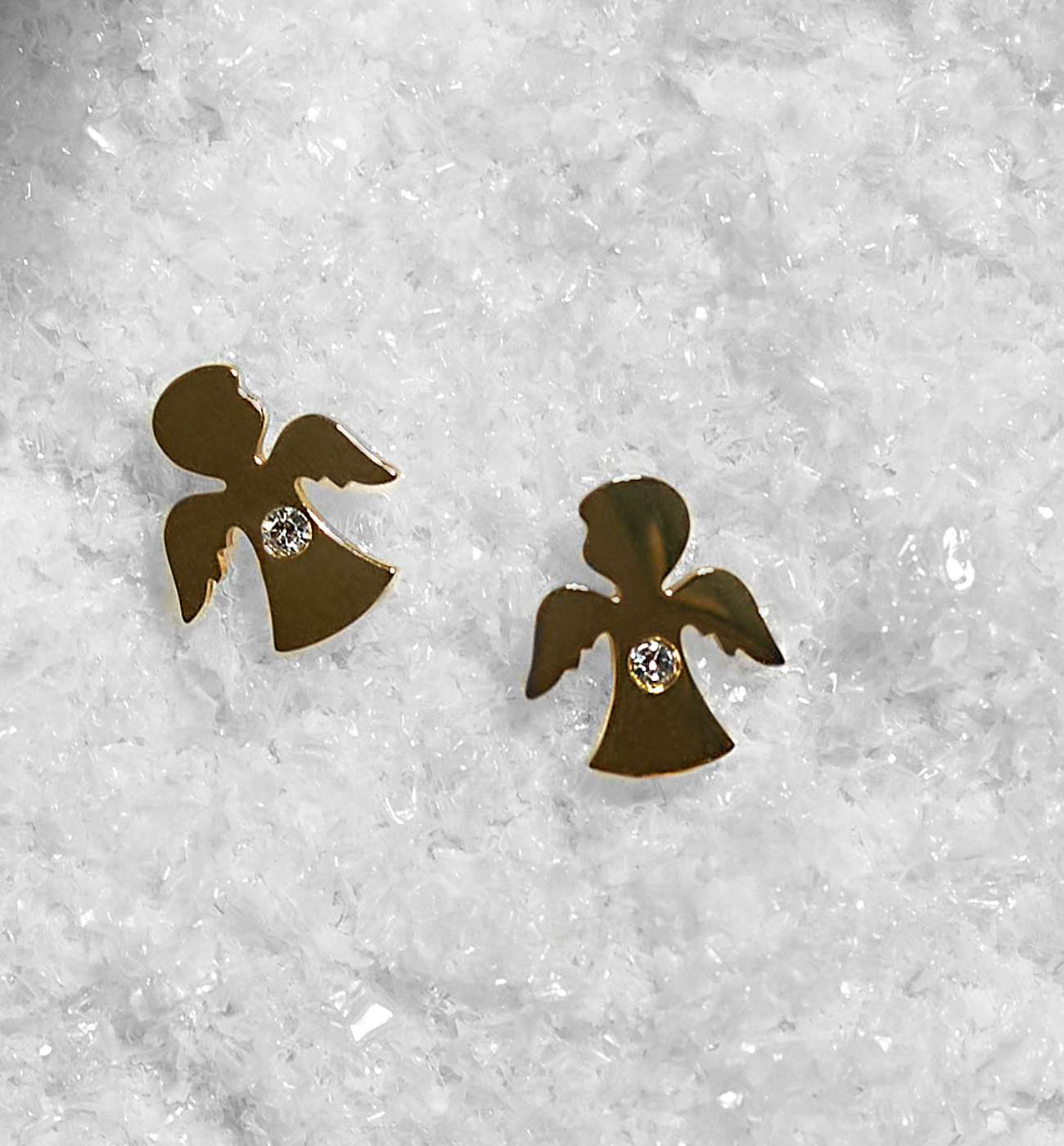 Kolczyki złote aniołki ze stali szlachetnej - By Dziubeka