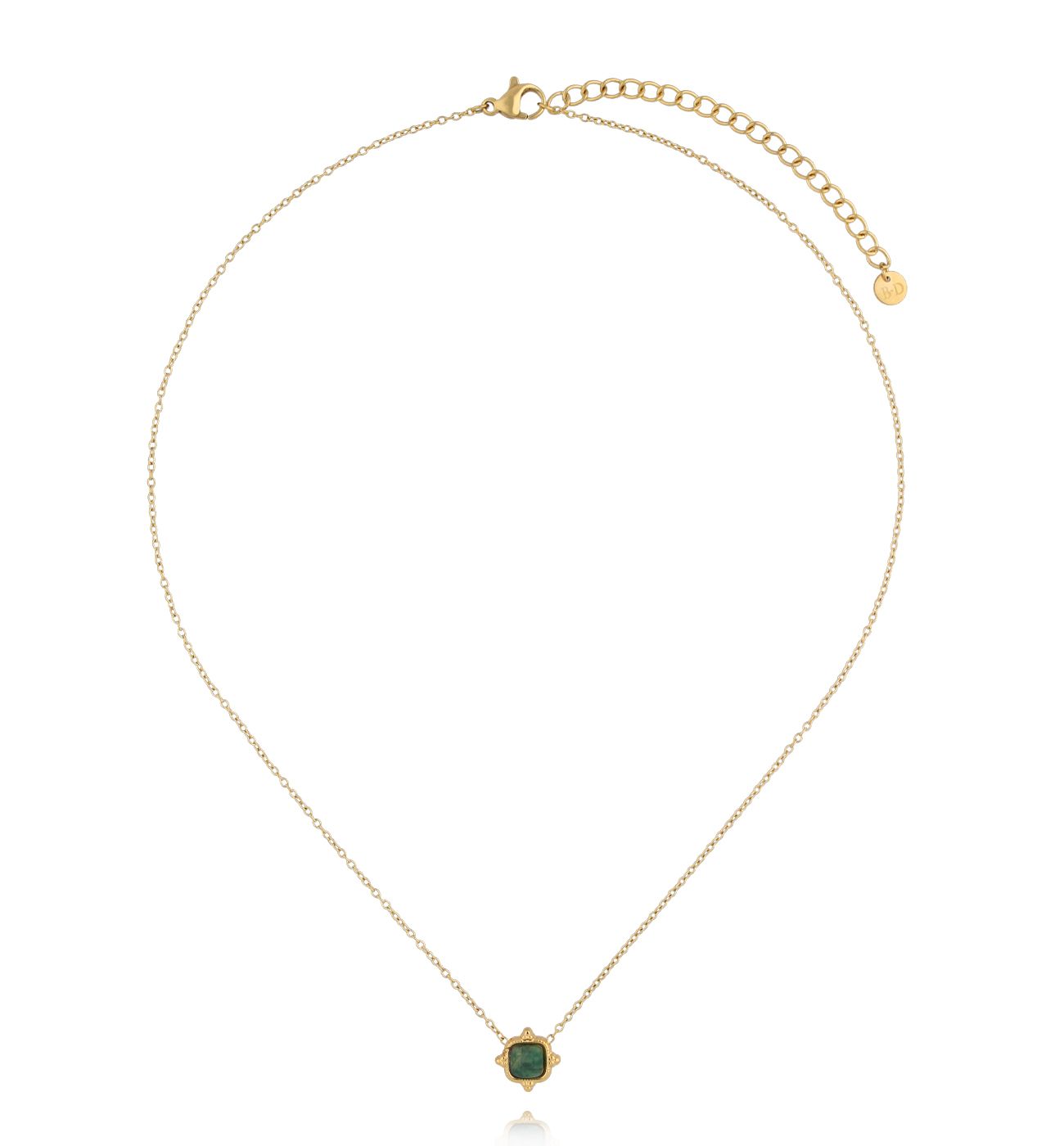 Naszyjnik delikatny złoty z jadeitem afrykańskim NEA0026 - By Dziubeka