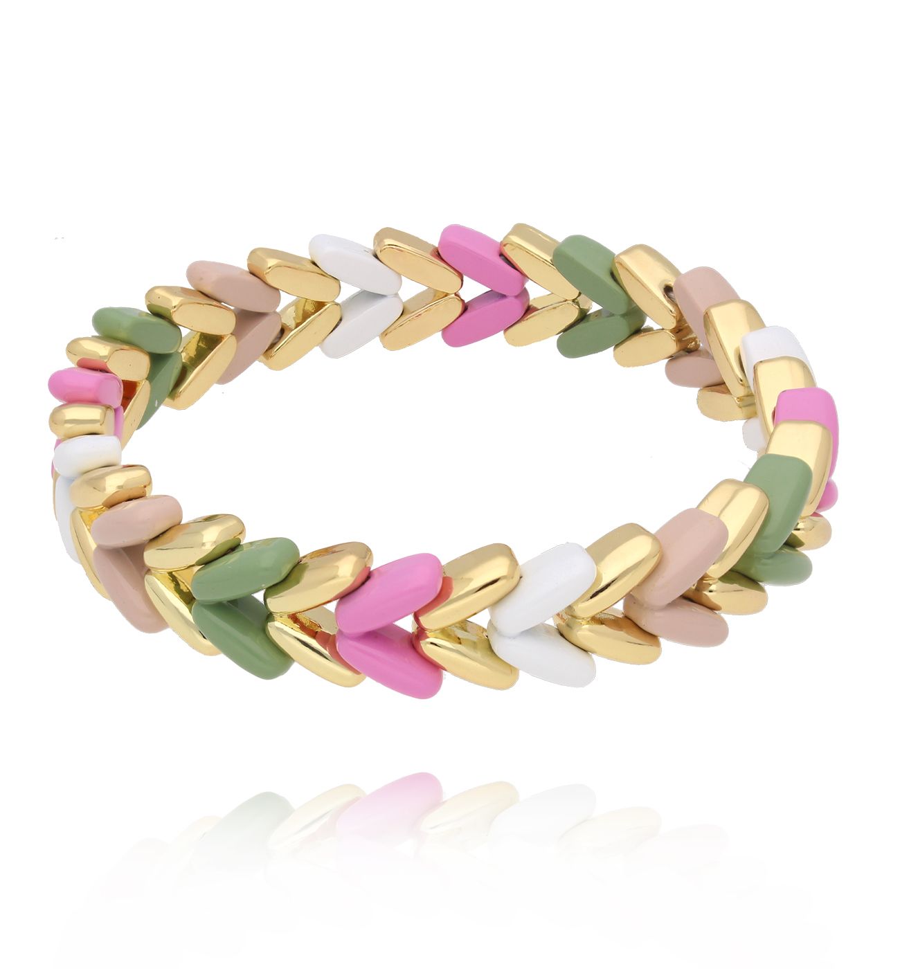 Bransoletka "rybia łuska" w pastelach i złocie BCR0005 - By Dziubeka