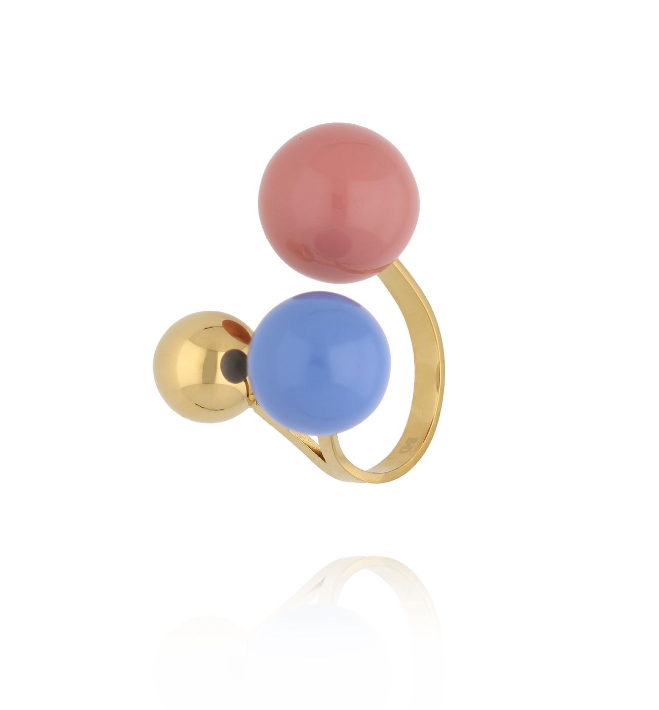 Pierścionek z kulkami w odcieniach różu i błękitu - By Dziubeka