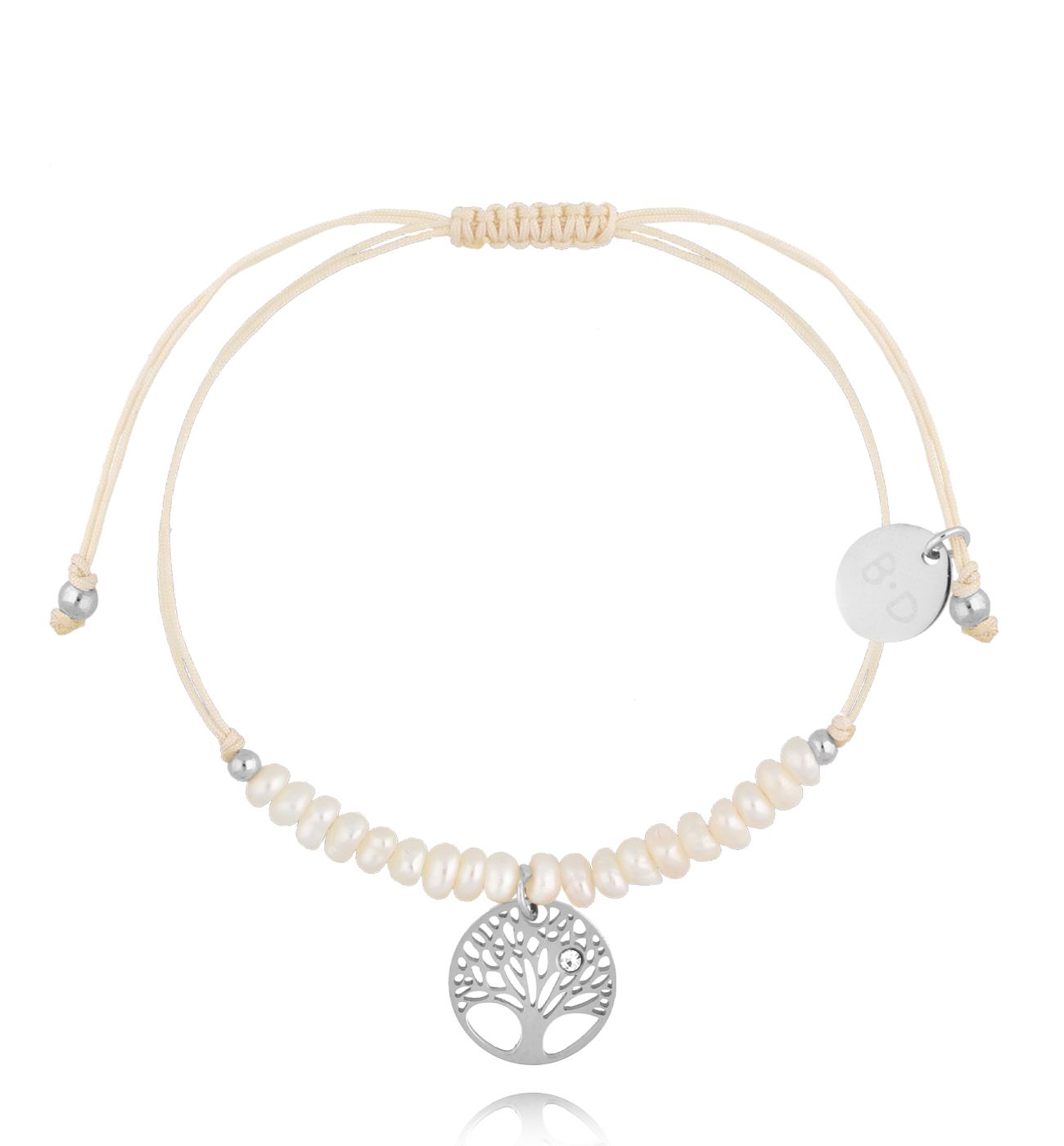 Bransoletka z perełkami i srebrnym drzewkiem Feliz BMT0056 - By Dziubeka