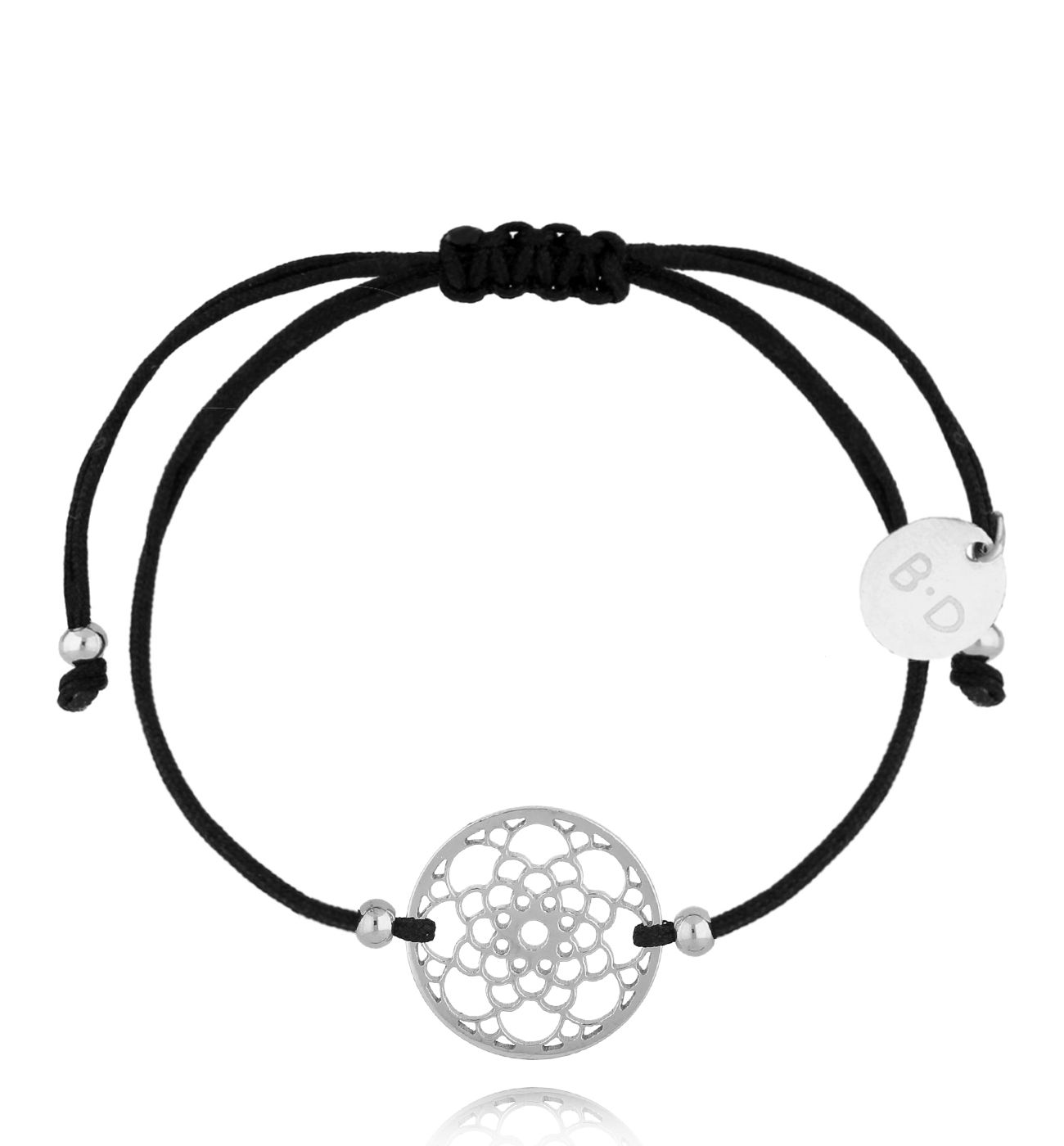 Bransoletka czarna ze srebrną rozetką Farna BGL0981