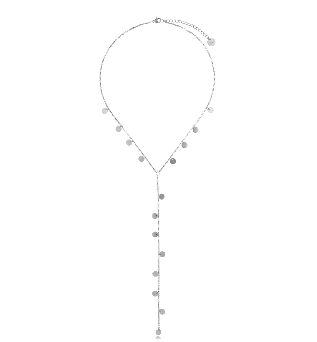 Naszyjnik krawatka z dyskami ze stali szlachetnej srebrny Fresh NSA0280