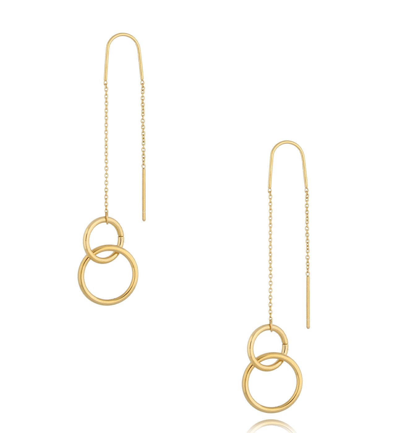 Kolczyki złote z kółeczkami Double Rings - By Dziubeka