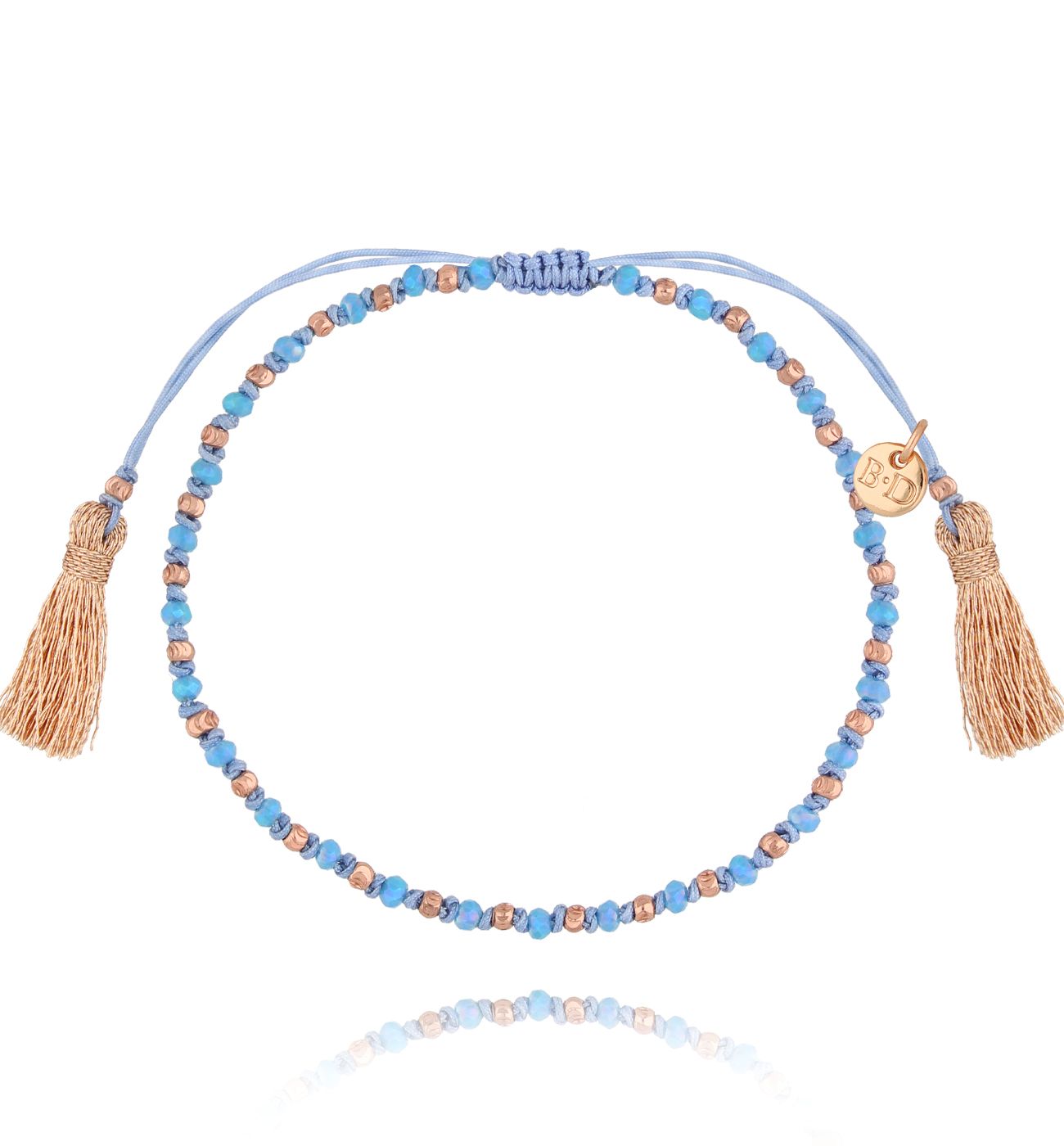 Bransoletka niebieska ze sznurkiem Eletta - By Dziubeka