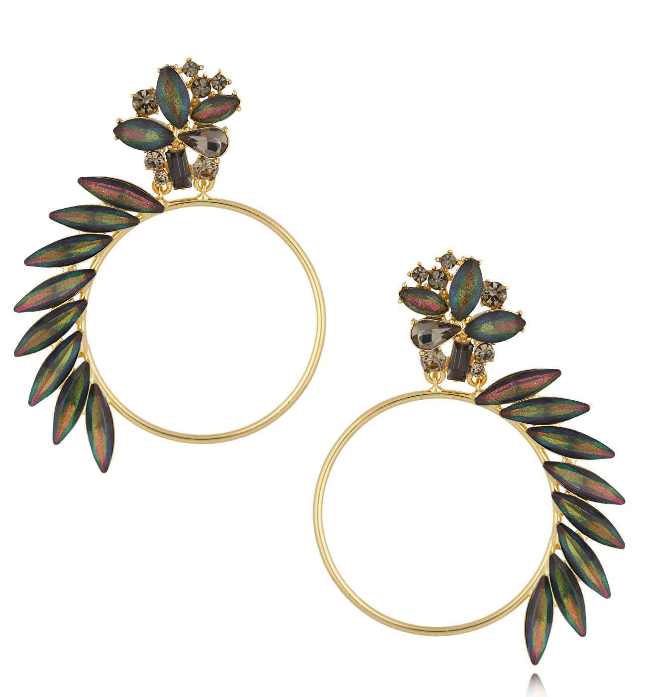 Kolczyki zielono różowe z kryształkami Crazy Girl - By Dziubeka