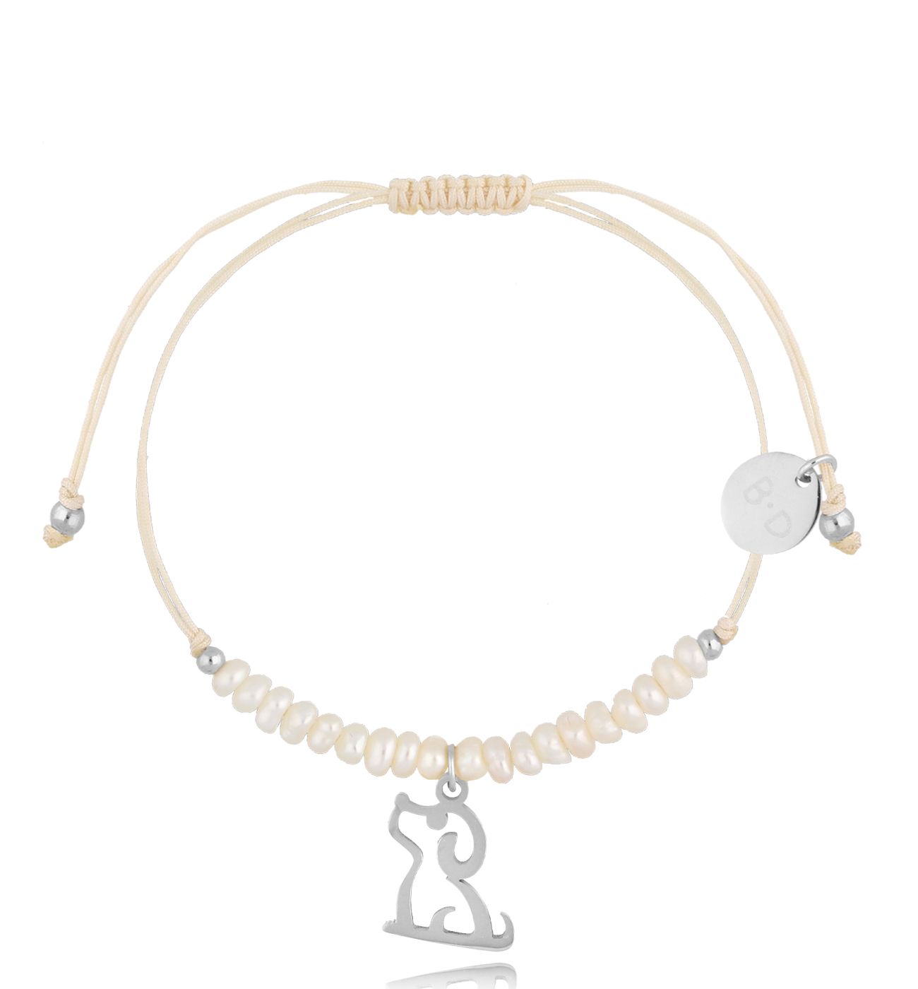 Bransoletka z perełkami i srebrnym pieskiem Feliz BMT0072 - By Dziubeka