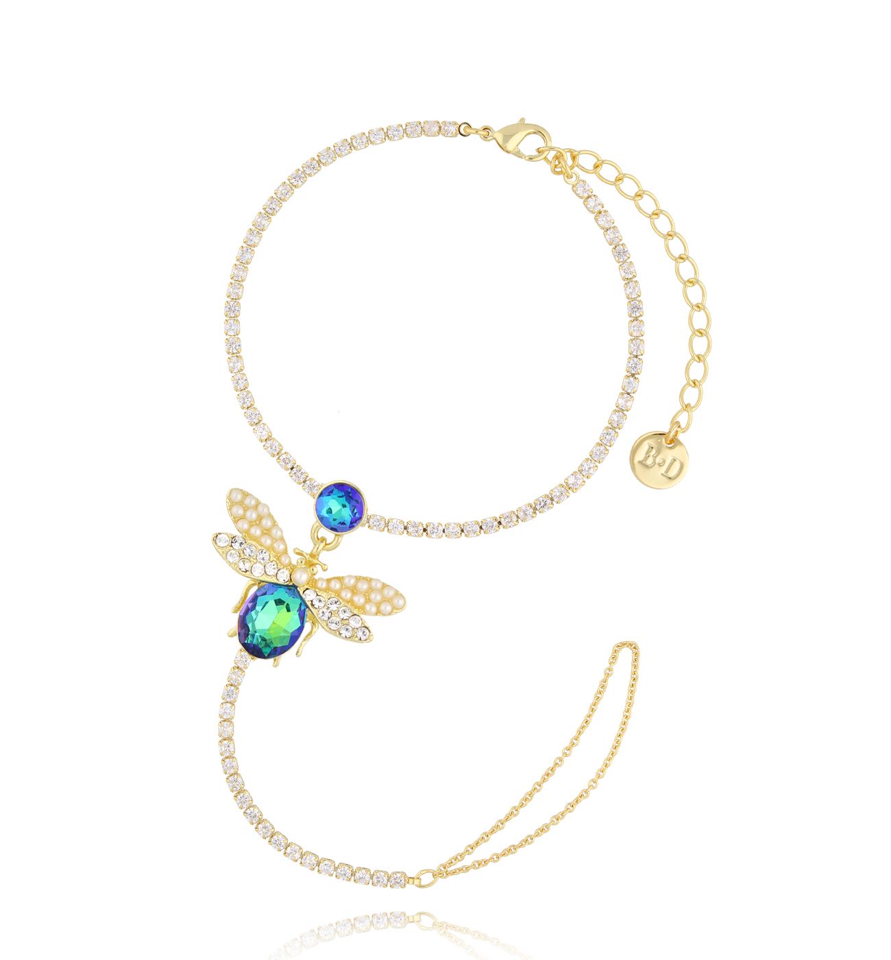 Bransoletka z pierścionkiem z owadem Paruparo - By Dziubeka