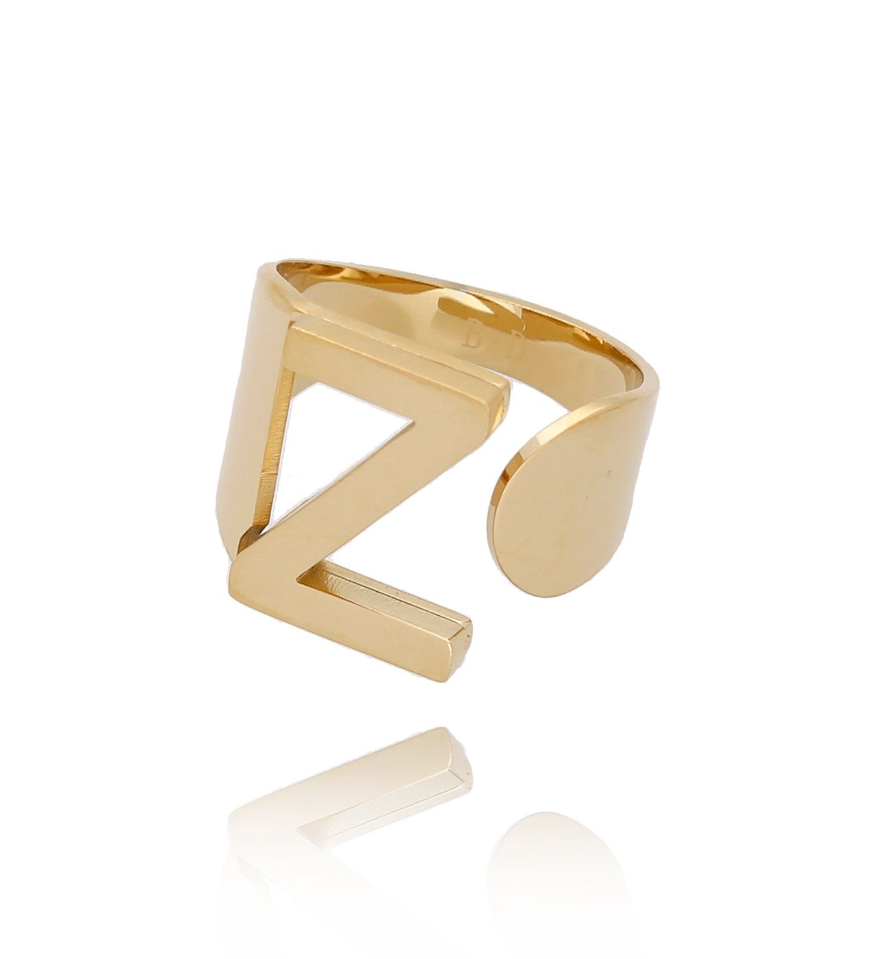 Pierścionek złoty ze stali szlachetnej z literką Z - By Dziubeka